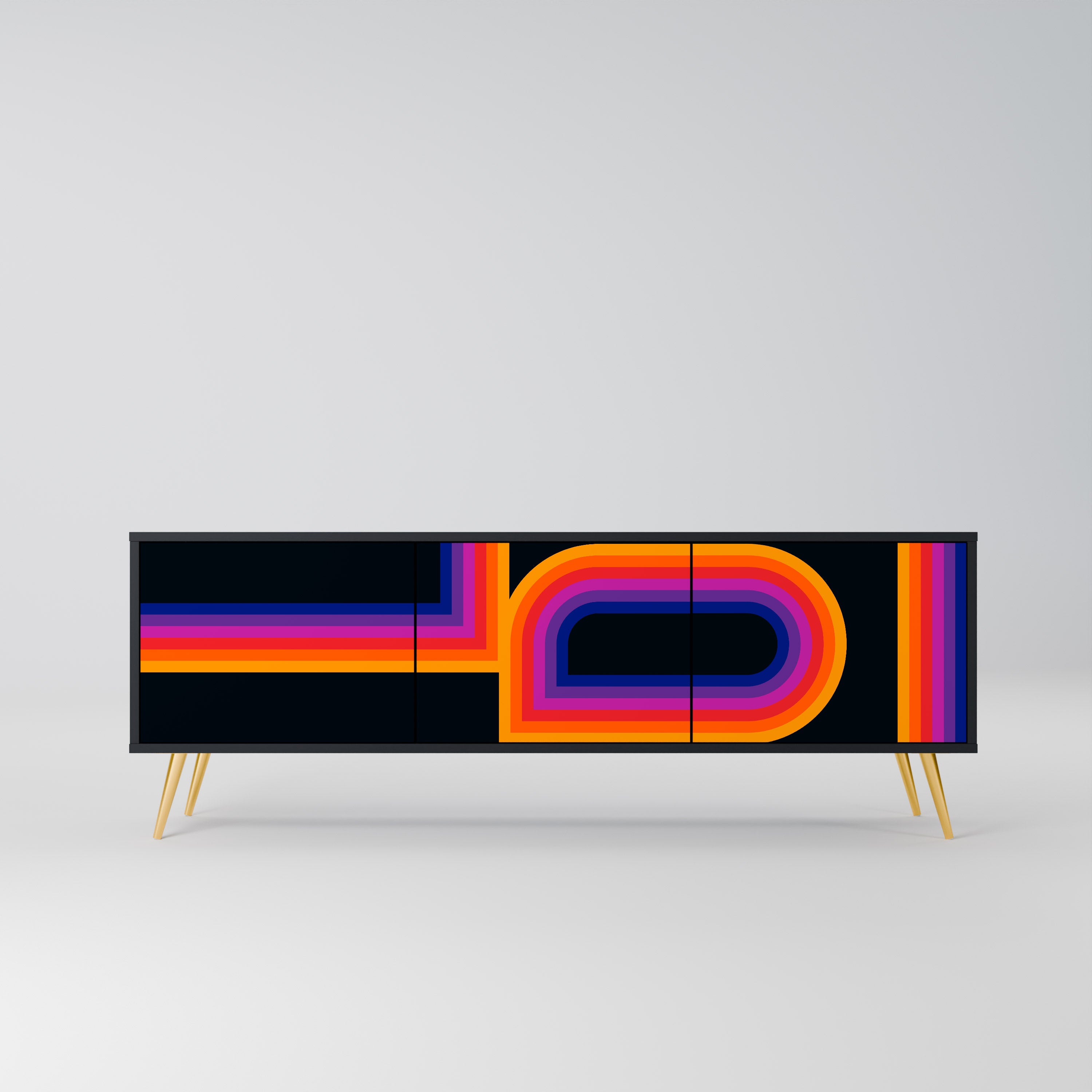 Mueble de TV de 3 puertas BLINDED BY THE LIGHTS en acabado negro