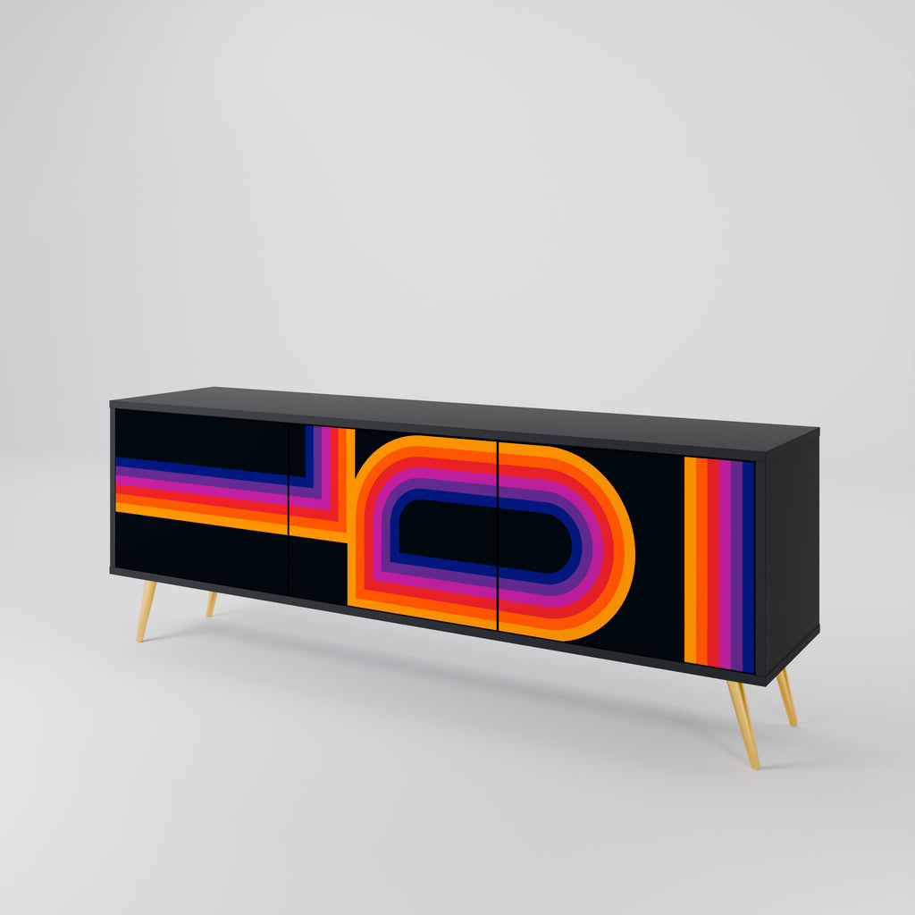 Mueble de TV de 3 puertas BLINDED BY THE LIGHTS en acabado negro