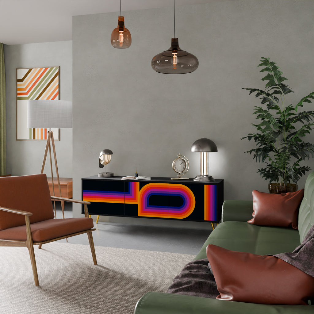 Mueble de TV de 3 puertas BLINDED BY THE LIGHTS en acabado negro