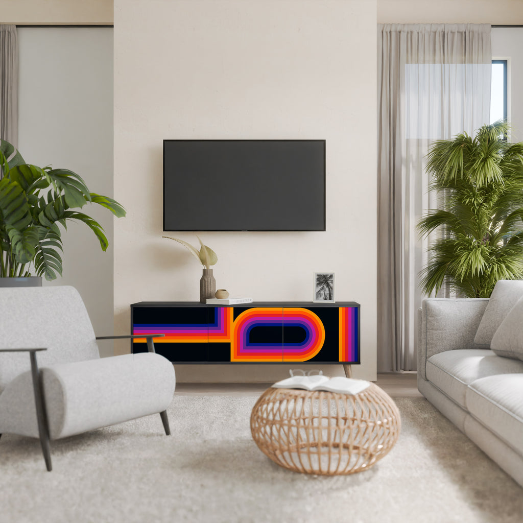 Mueble de TV de 3 puertas BLINDED BY THE LIGHTS en acabado negro