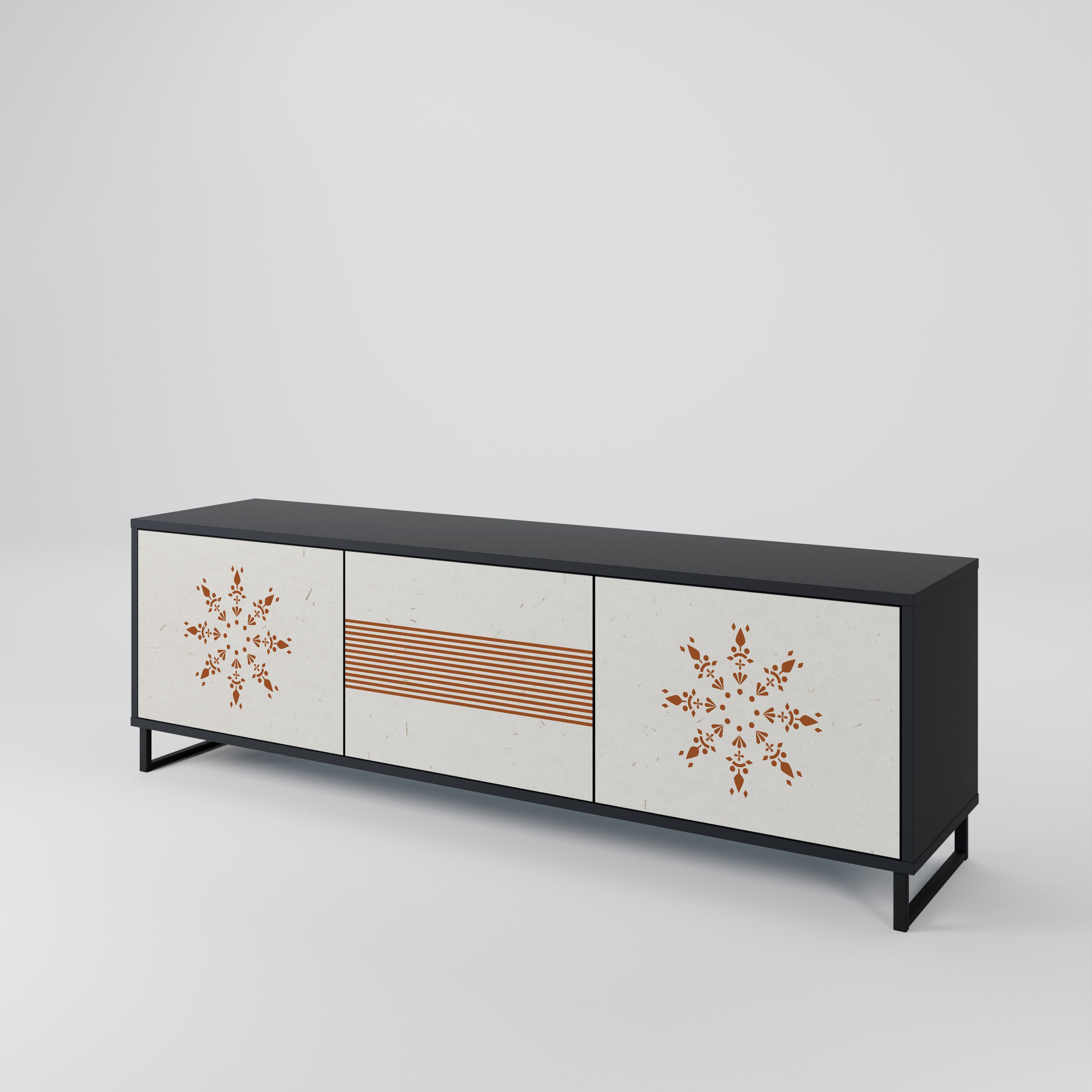 Mueble de TV DAILY HARMONY de 3 puertas con acabado negro