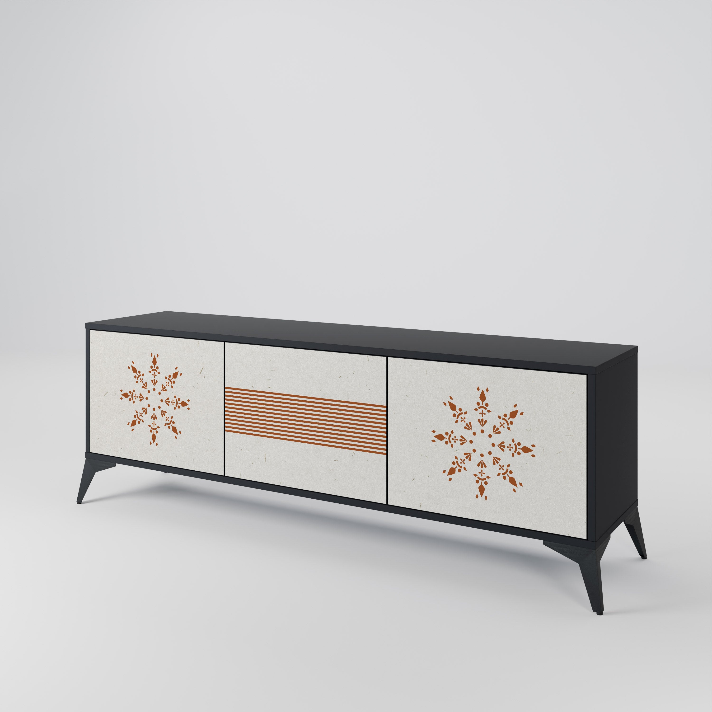 Mueble de TV DAILY HARMONY de 3 puertas con acabado negro