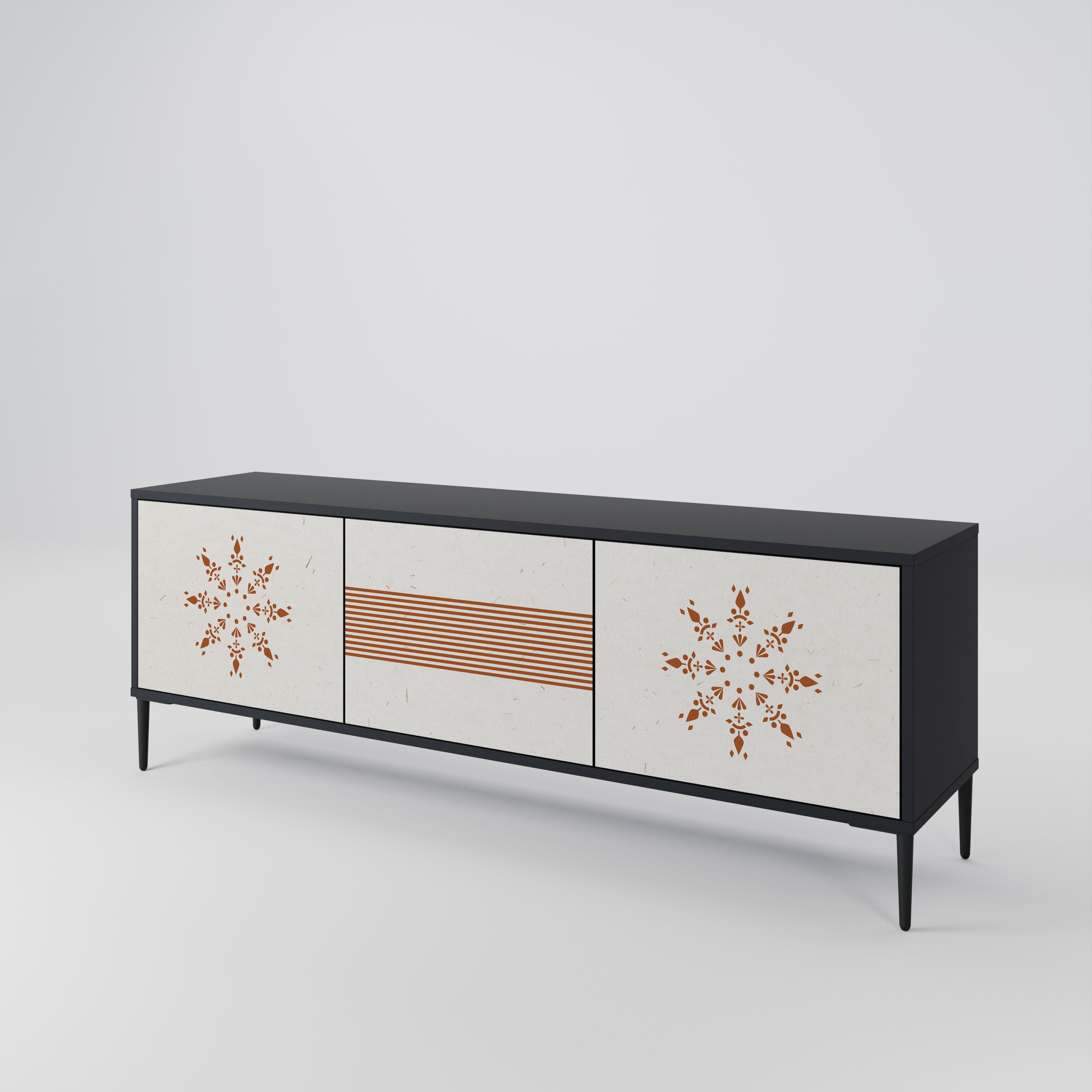 Mueble de TV DAILY HARMONY de 3 puertas con acabado negro