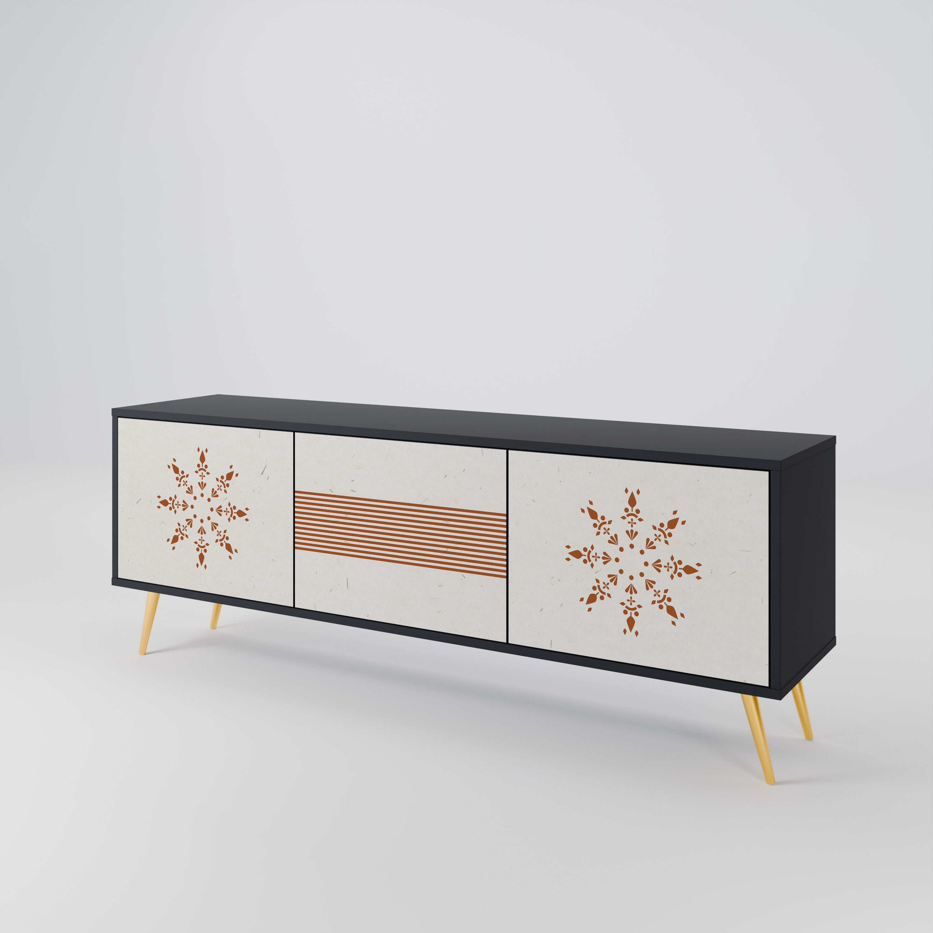 Mueble de TV DAILY HARMONY de 3 puertas con acabado negro