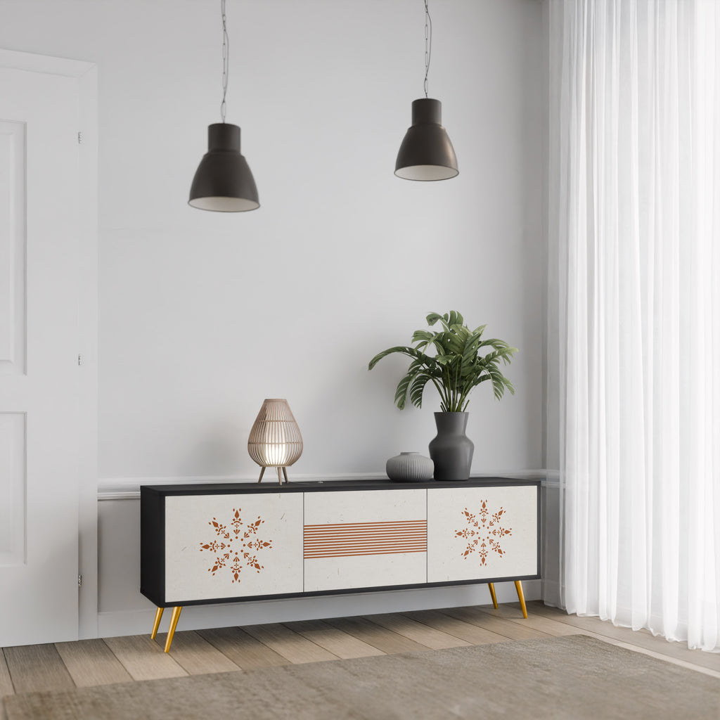 Mueble de TV DAILY HARMONY de 3 puertas con acabado negro
