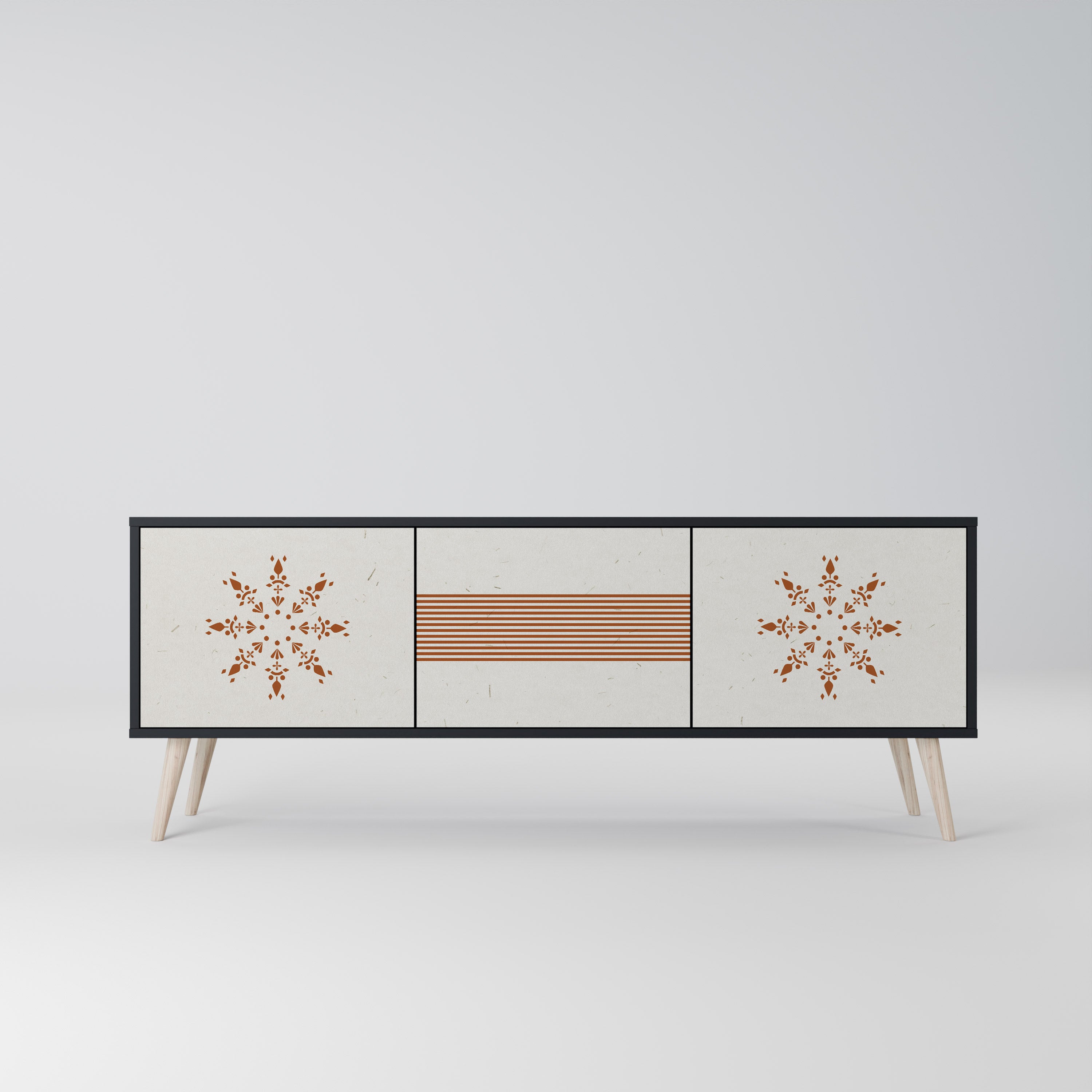 Mueble de TV DAILY HARMONY de 3 puertas con acabado negro