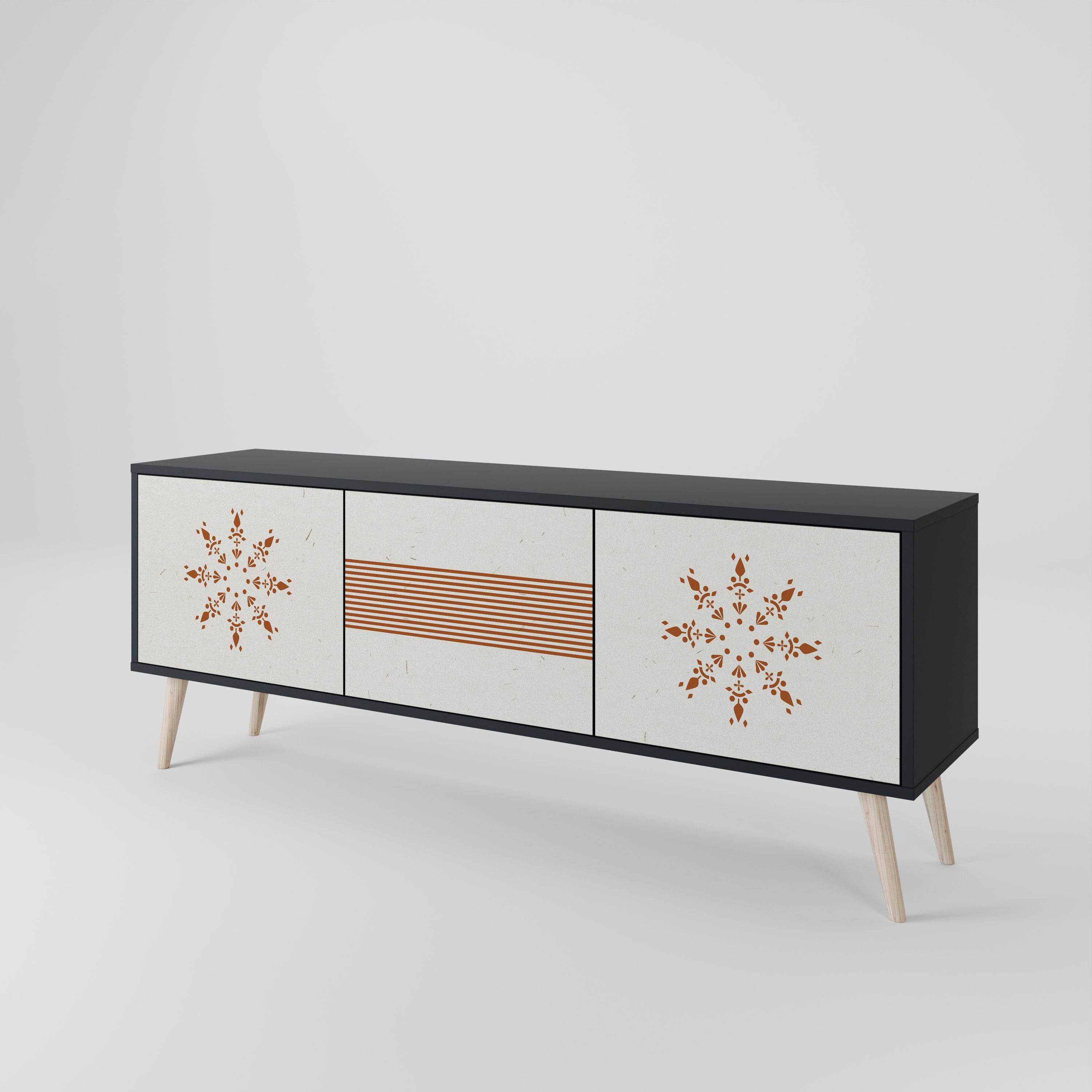 Mueble de TV DAILY HARMONY de 3 puertas con acabado negro