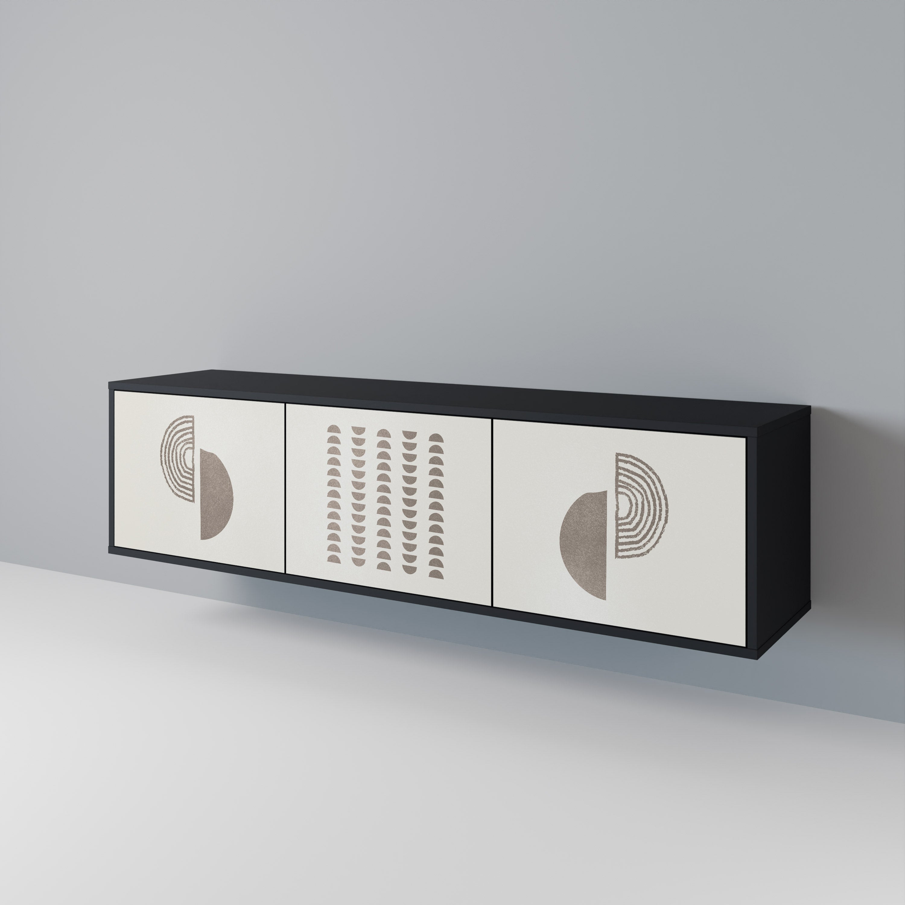 Mueble de TV de 3 puertas HARMONY ESSENCE en acabado negro