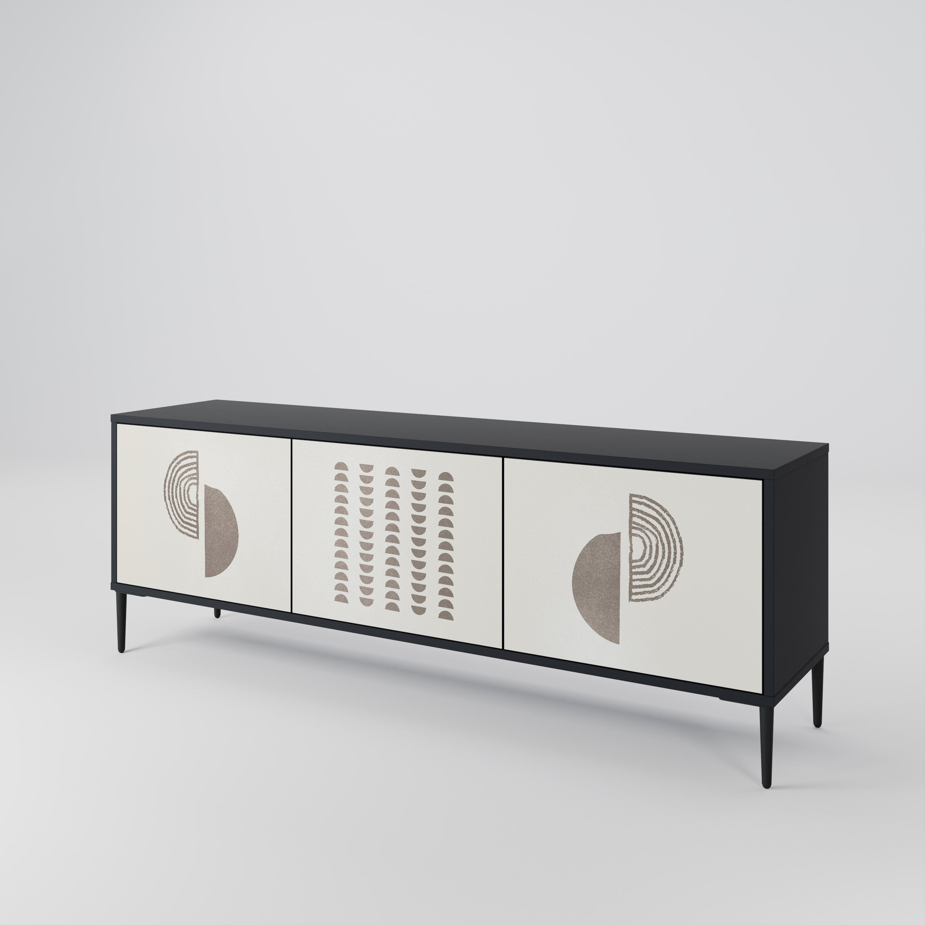 Mueble de TV de 3 puertas HARMONY ESSENCE en acabado negro