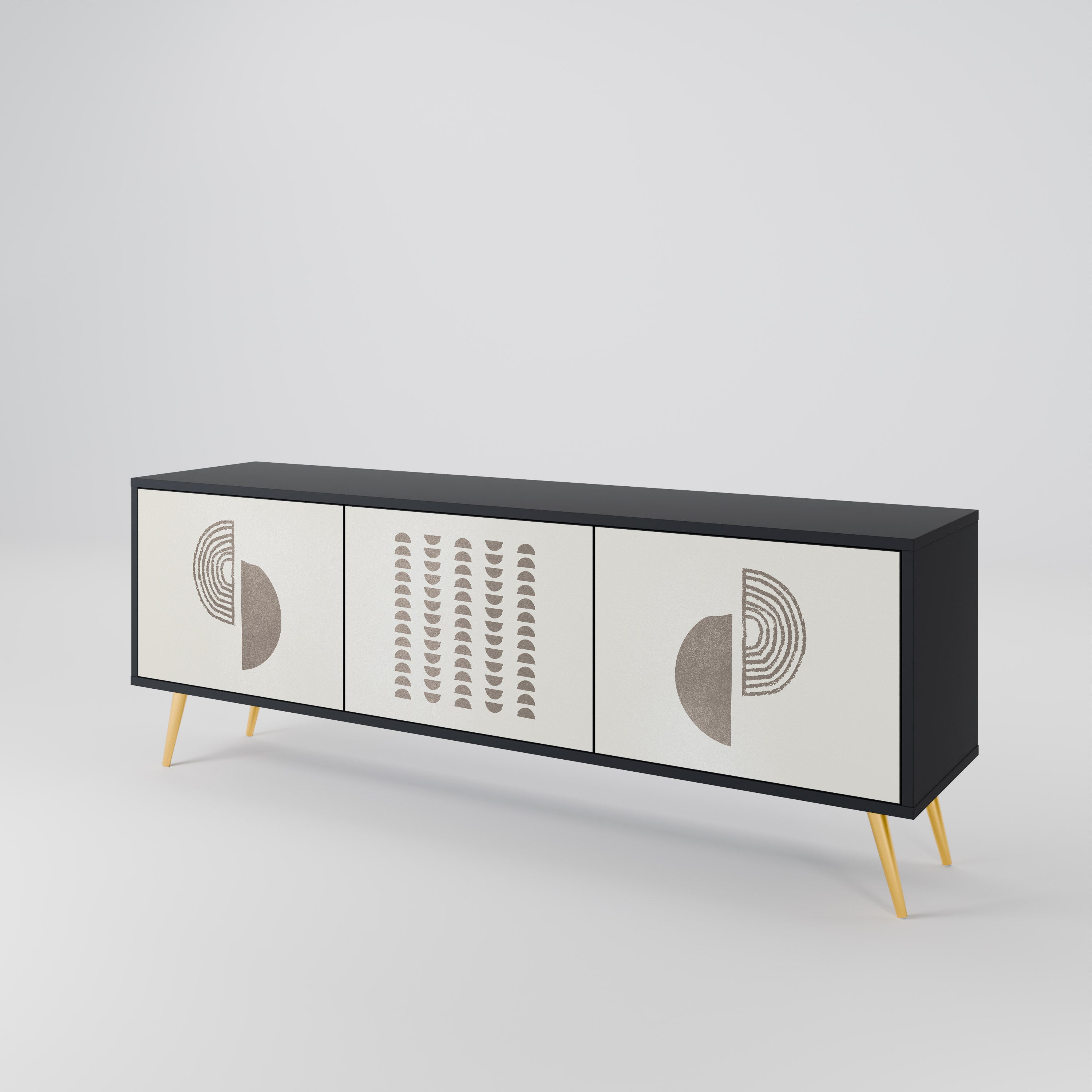 Mueble de TV de 3 puertas HARMONY ESSENCE en acabado negro