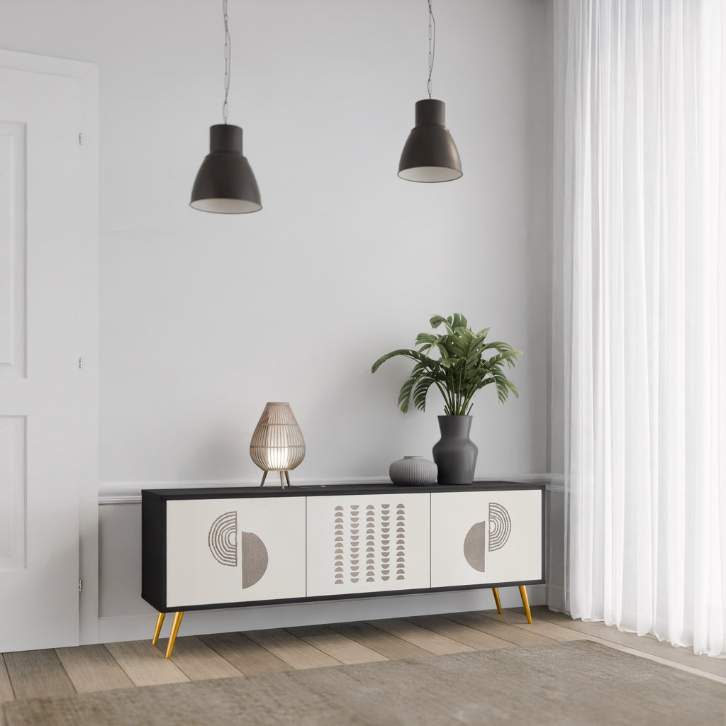 Mueble de TV de 3 puertas HARMONY ESSENCE en acabado negro