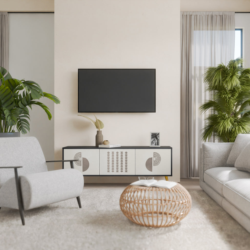 Mueble de TV de 3 puertas HARMONY ESSENCE en acabado negro