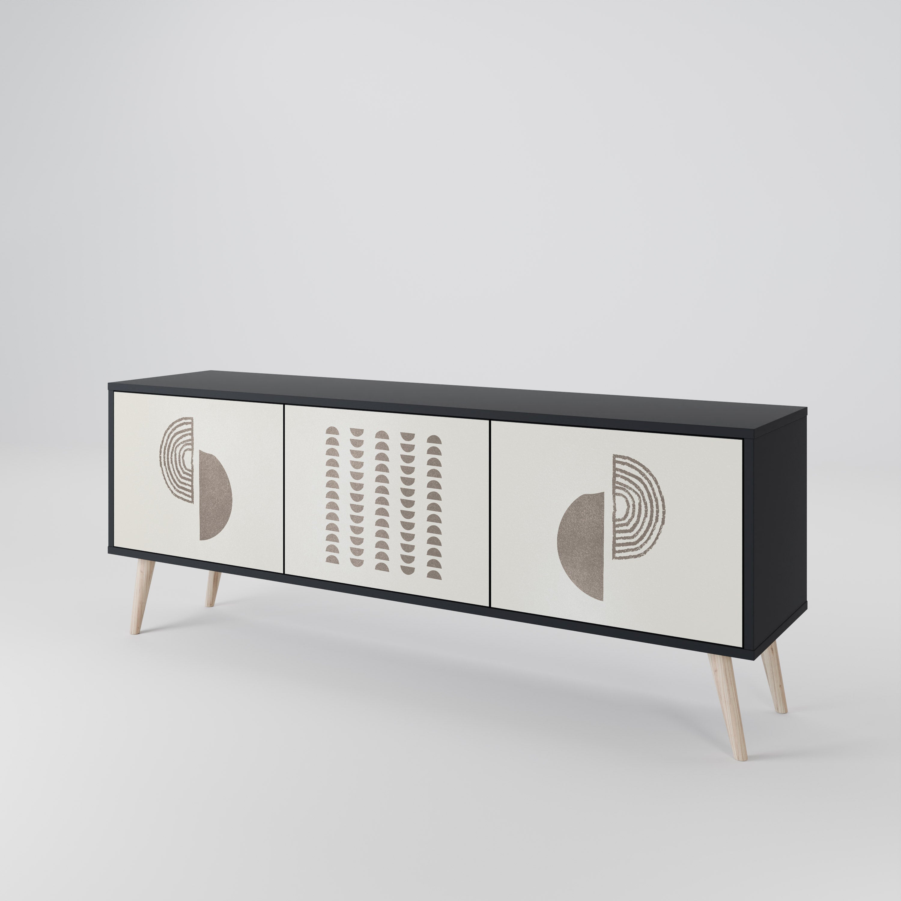 Mueble de TV de 3 puertas HARMONY ESSENCE en acabado negro