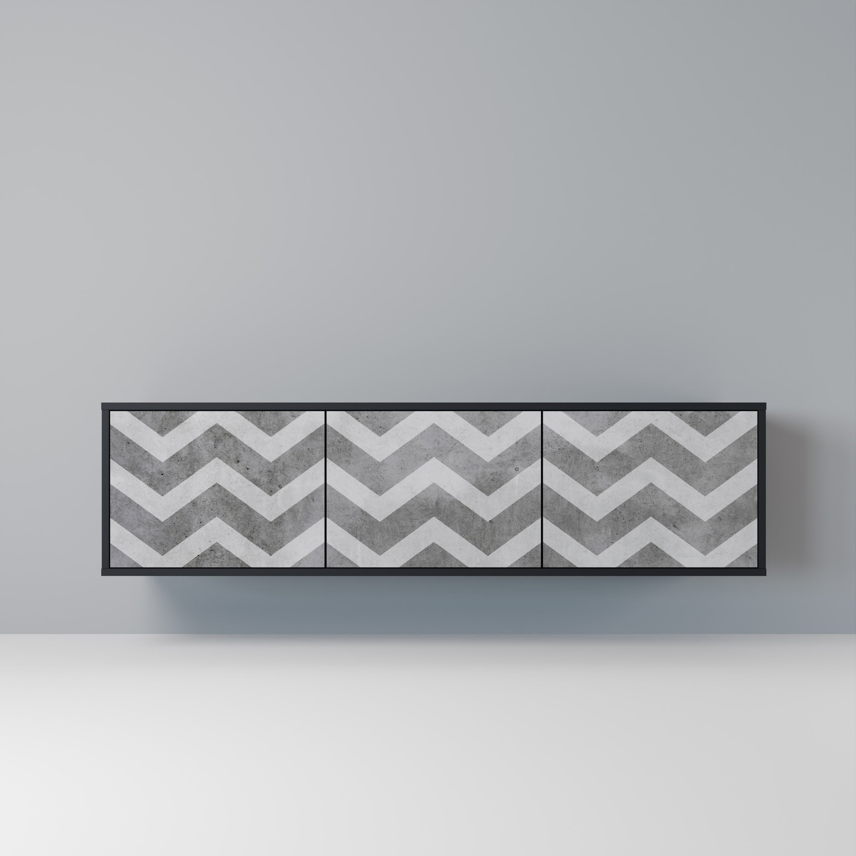 Mueble para TV TOUGH ZIG ZAG de 3 puertas con acabado negro