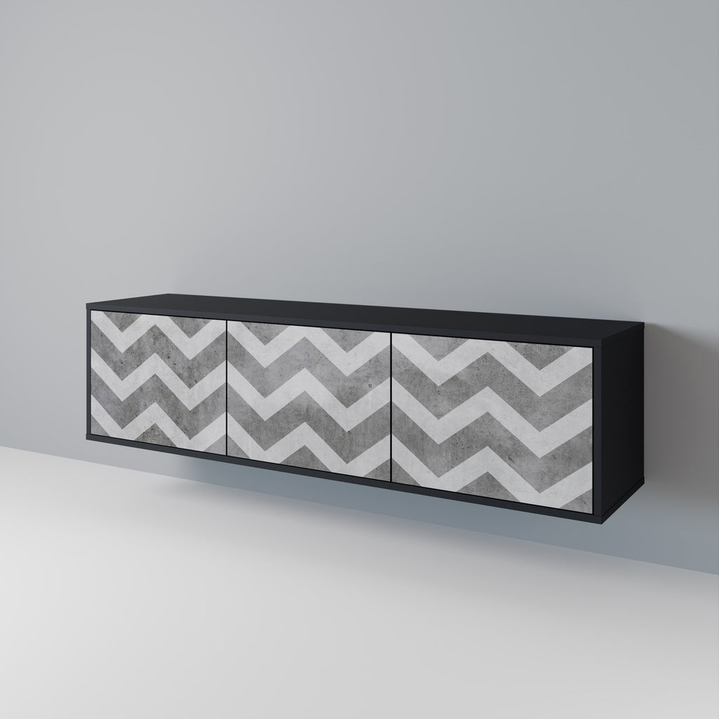 Mueble para TV TOUGH ZIG ZAG de 3 puertas con acabado negro