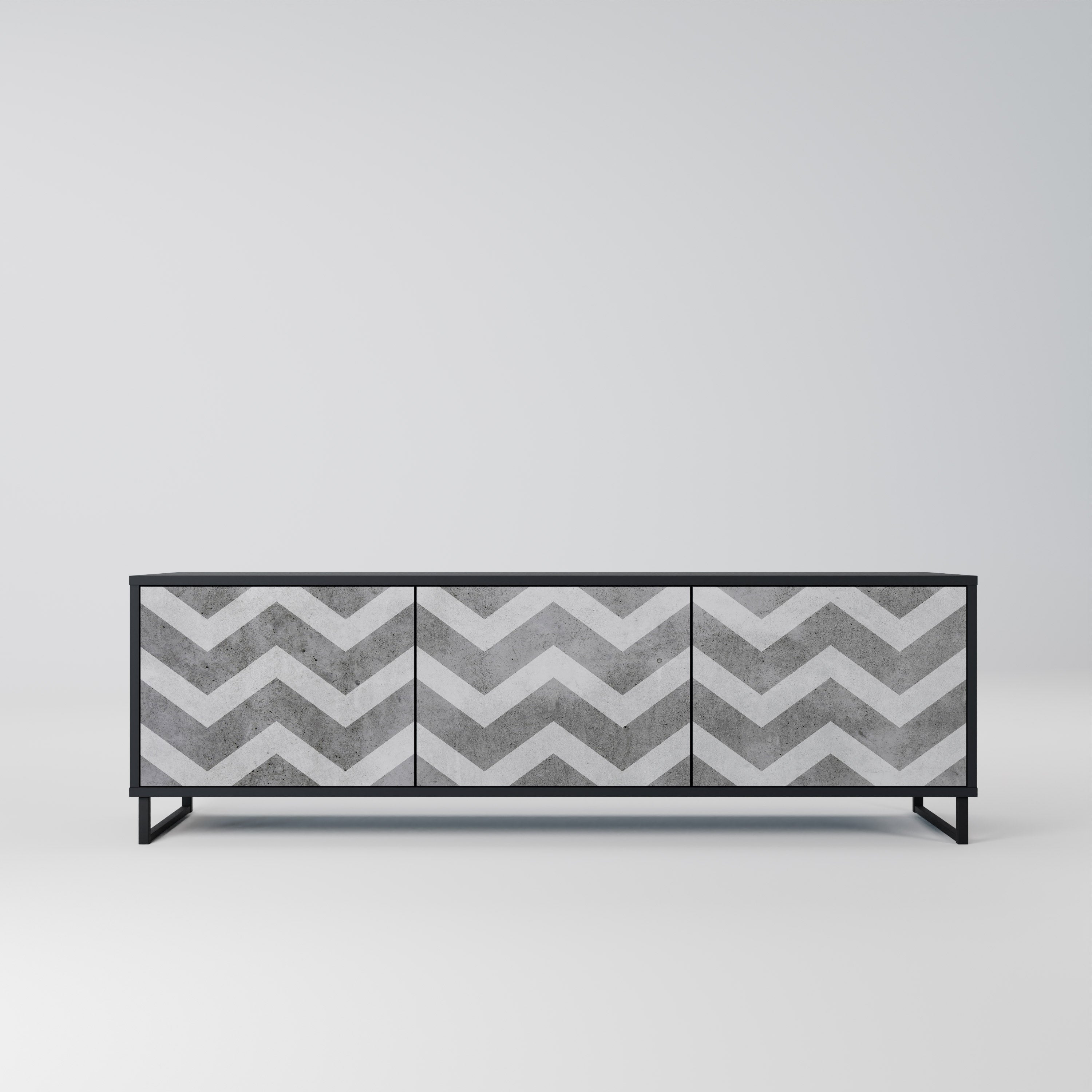 Mueble para TV TOUGH ZIG ZAG de 3 puertas con acabado negro