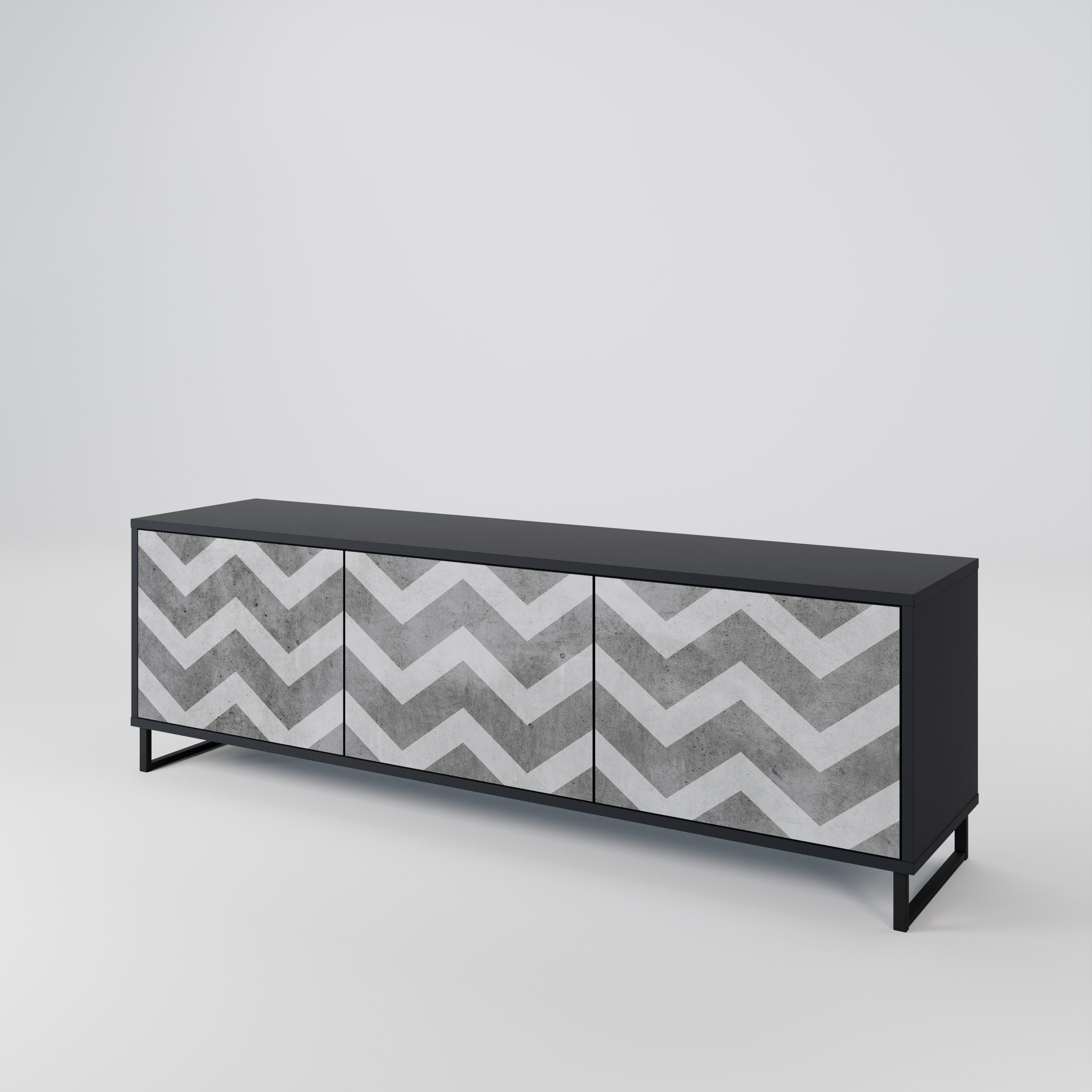 Mueble para TV TOUGH ZIG ZAG de 3 puertas con acabado negro