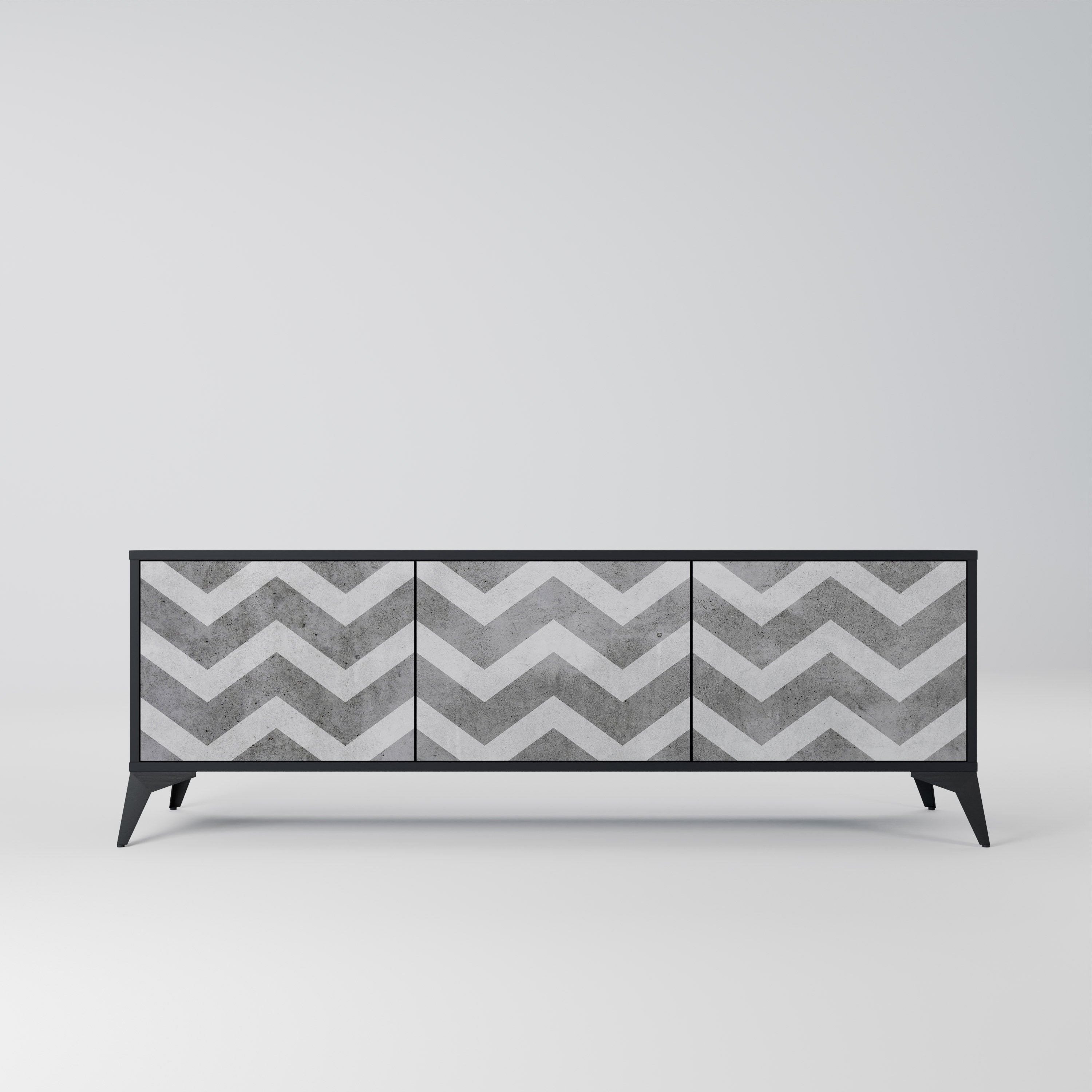 Mueble para TV TOUGH ZIG ZAG de 3 puertas con acabado negro
