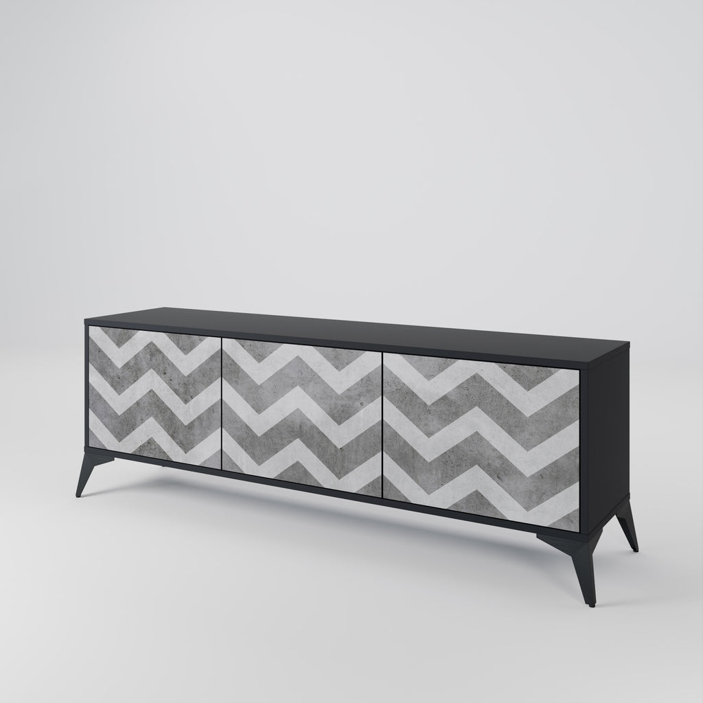 Mueble para TV TOUGH ZIG ZAG de 3 puertas con acabado negro