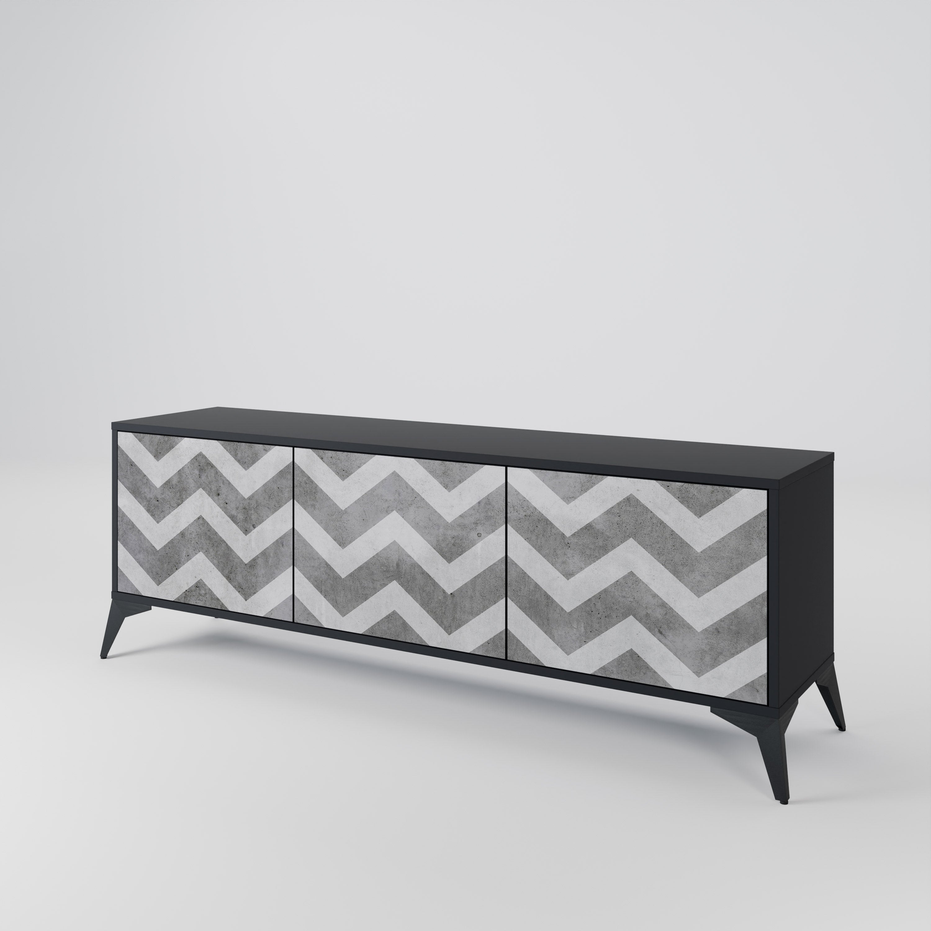 Mueble para TV TOUGH ZIG ZAG de 3 puertas con acabado negro