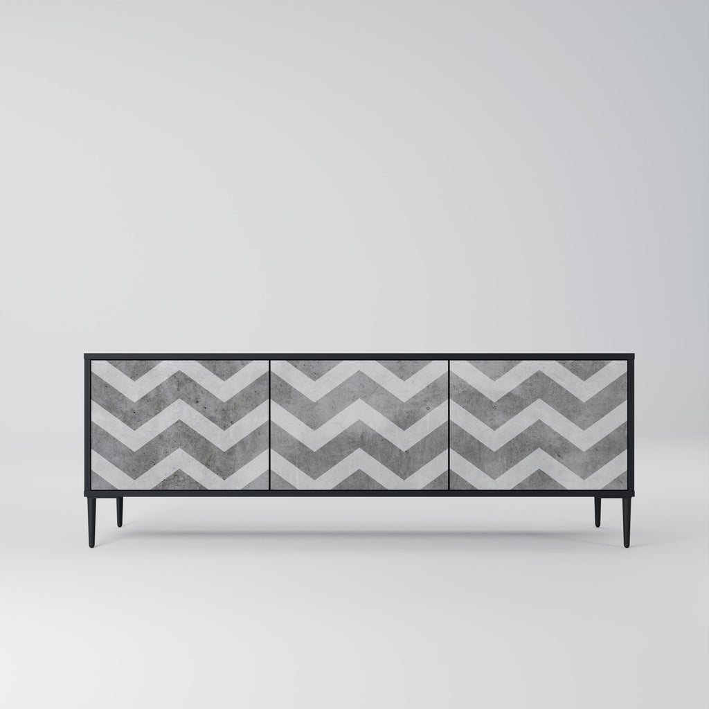 Mueble para TV TOUGH ZIG ZAG de 3 puertas con acabado negro