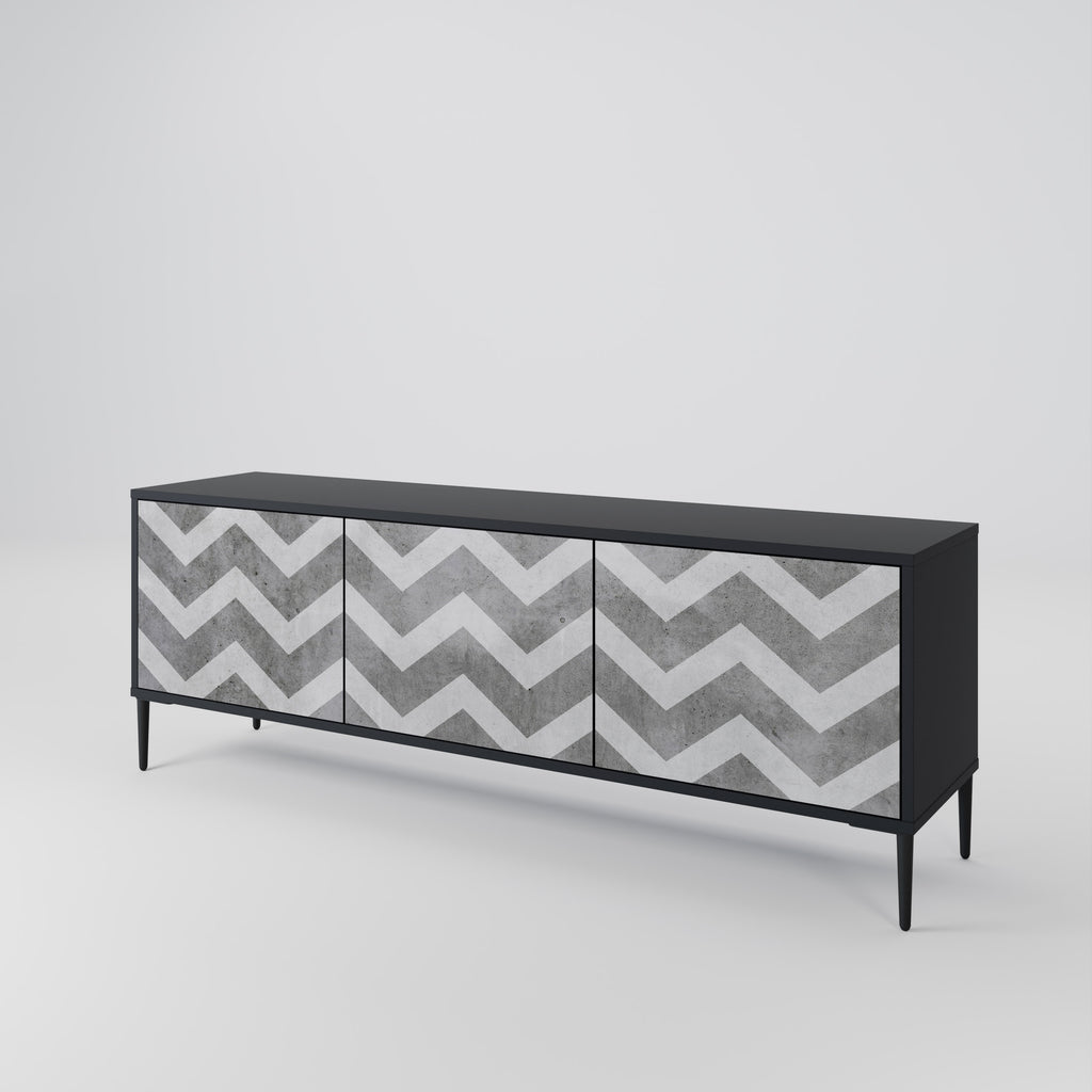 Mueble para TV TOUGH ZIG ZAG de 3 puertas con acabado negro