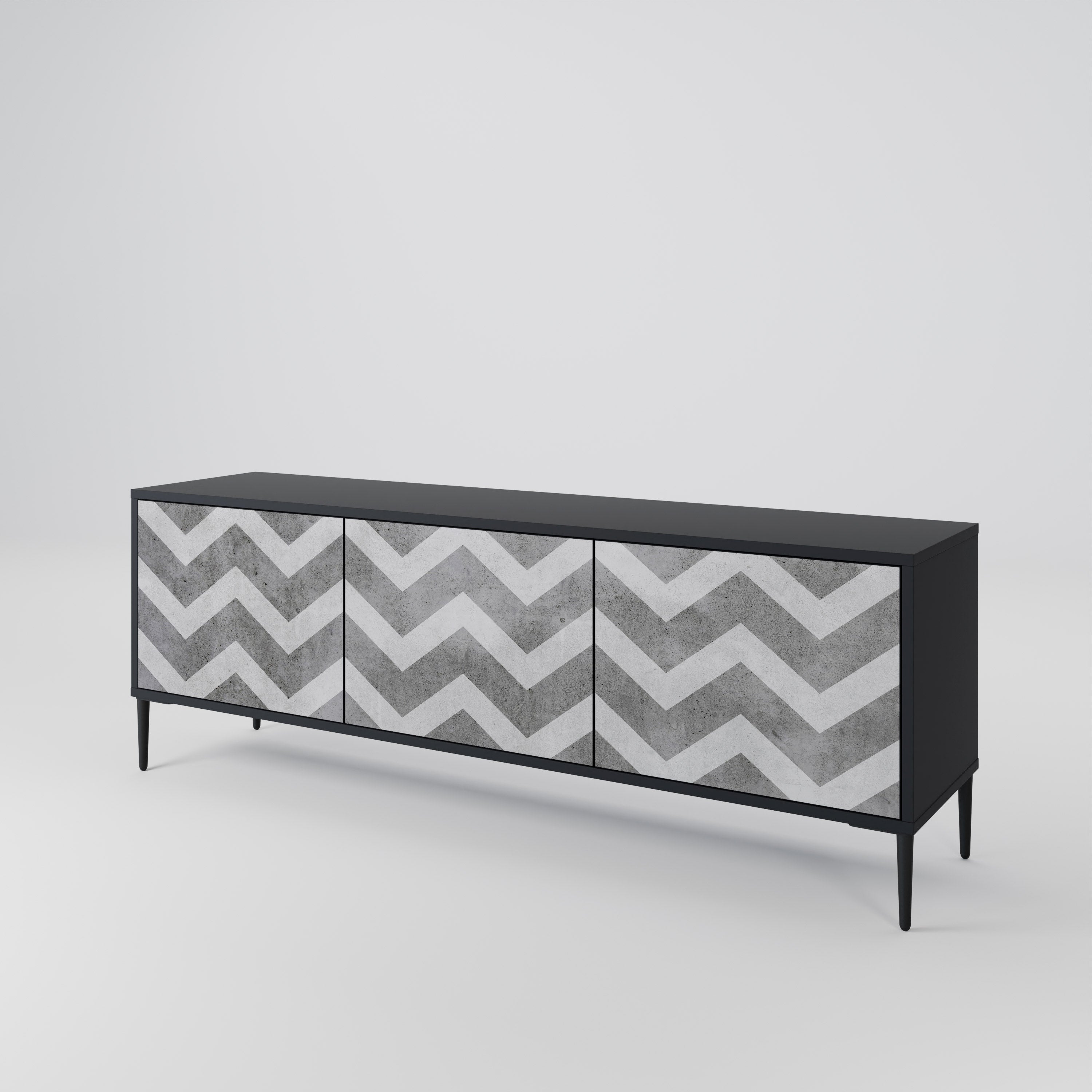 Mueble para TV TOUGH ZIG ZAG de 3 puertas con acabado negro