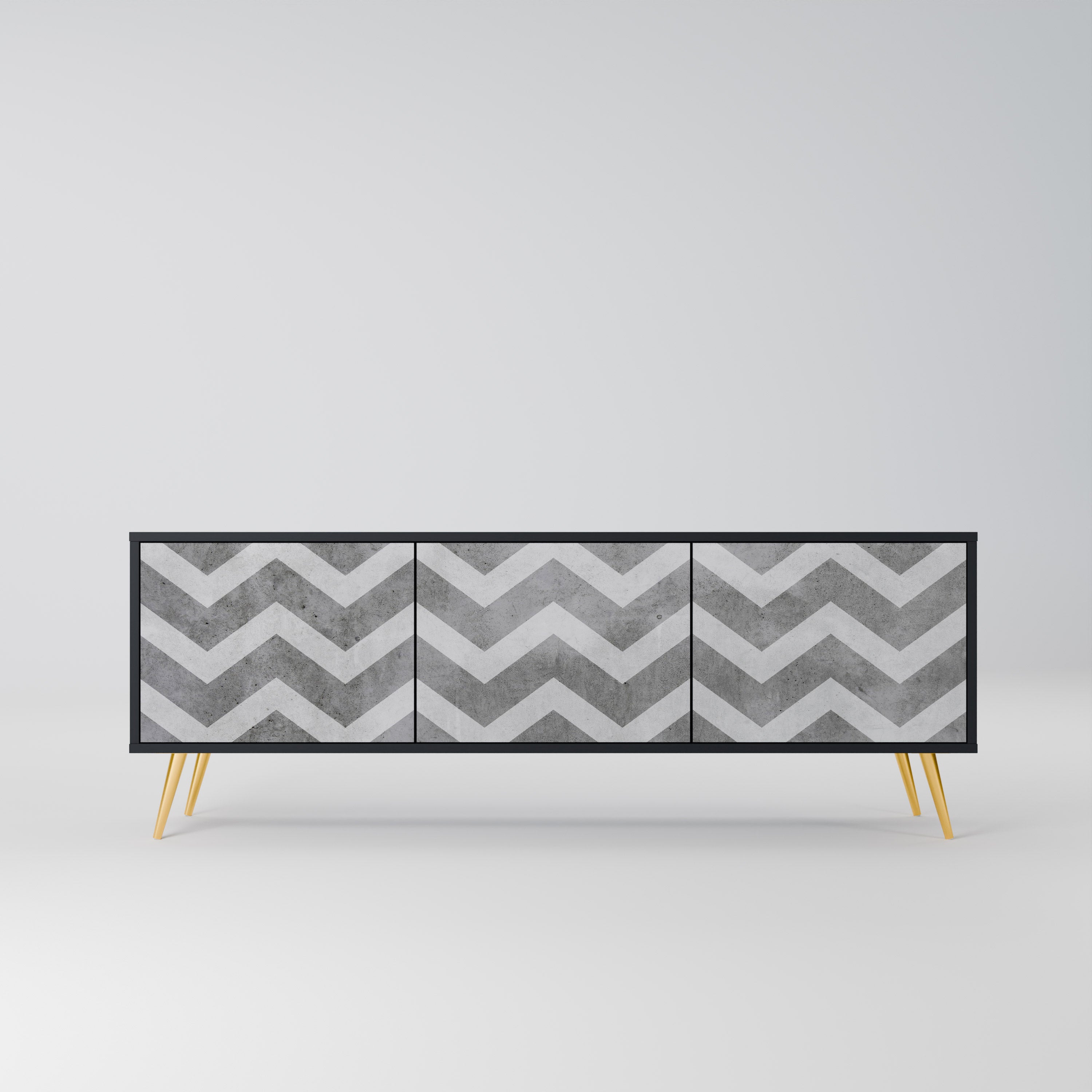 Mueble para TV TOUGH ZIG ZAG de 3 puertas con acabado negro