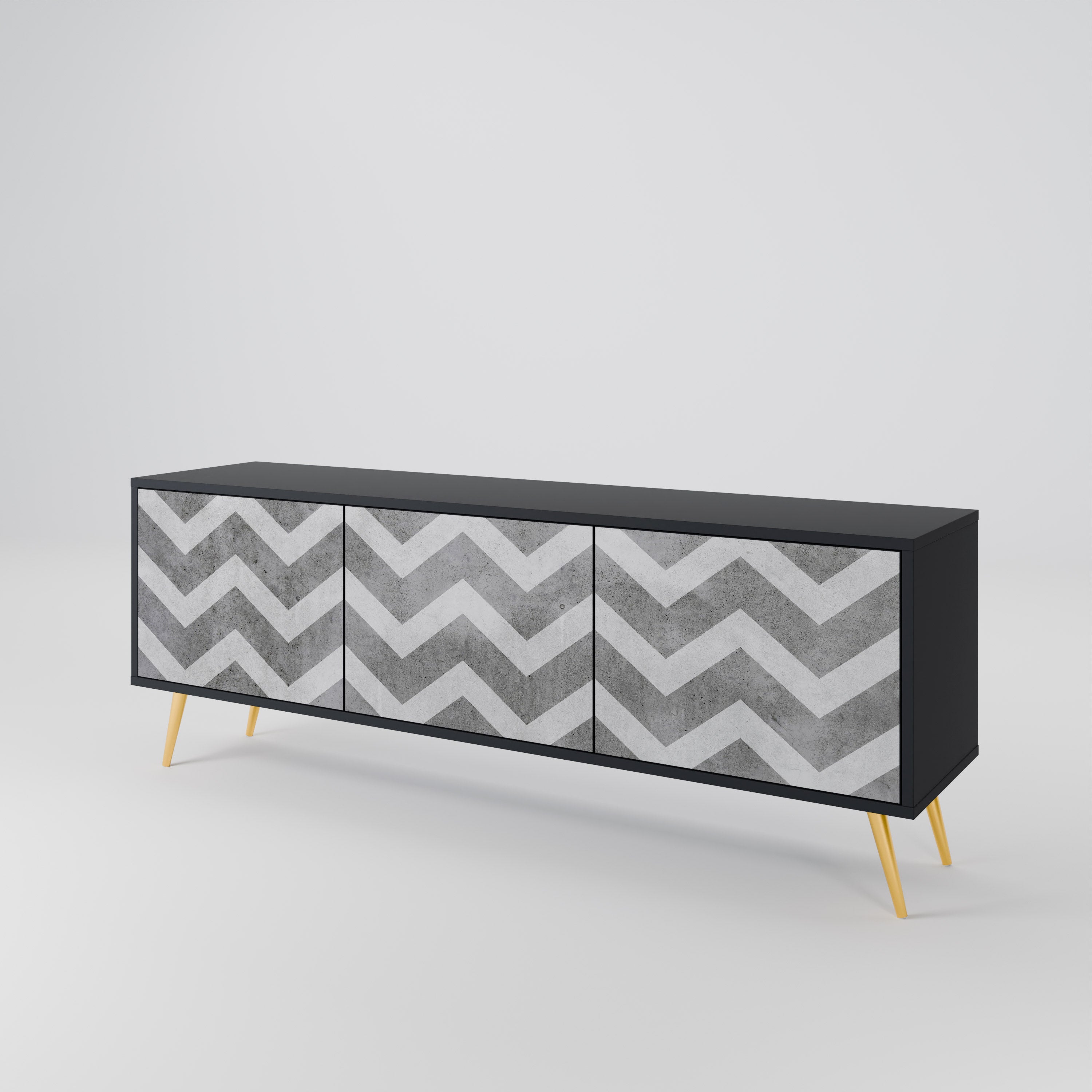 Mueble para TV TOUGH ZIG ZAG de 3 puertas con acabado negro