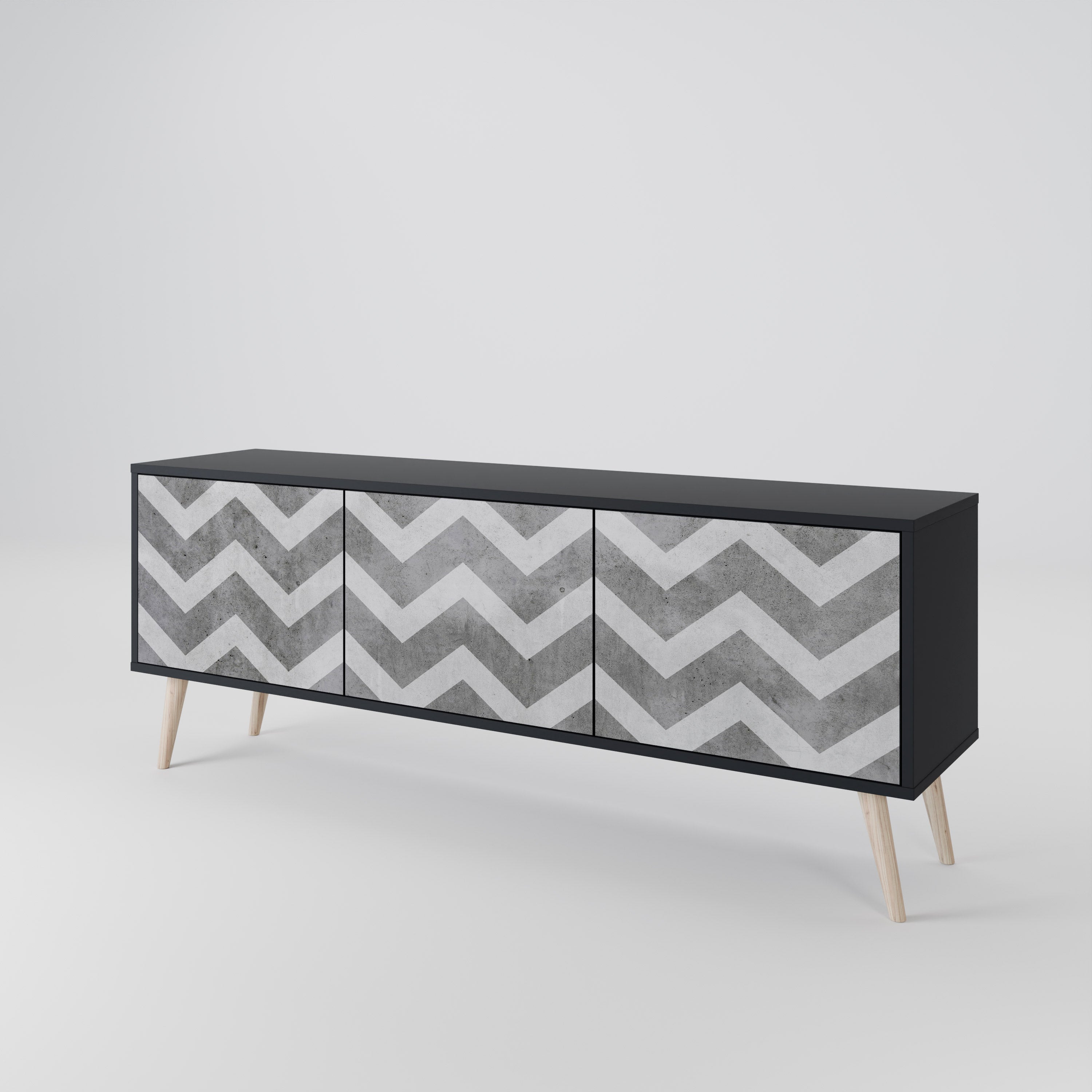 Mueble para TV TOUGH ZIG ZAG de 3 puertas con acabado negro