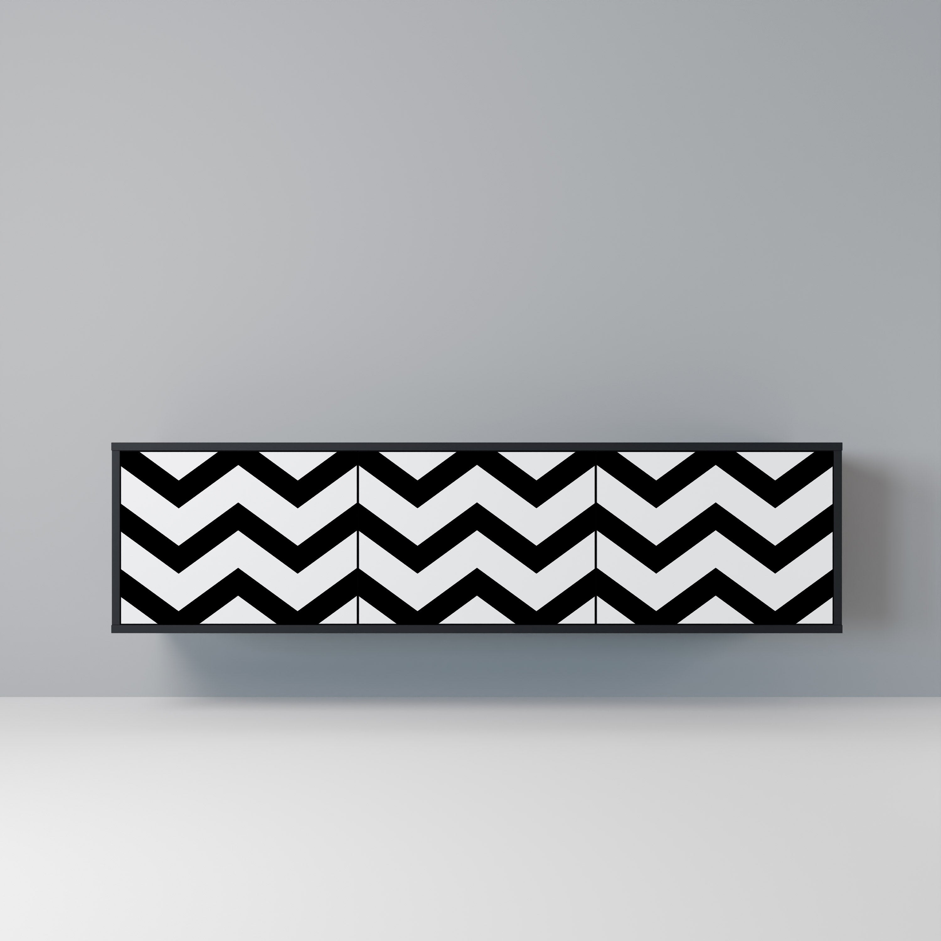 Mueble de TV CLASSIC ZIG ZAG de 3 puertas con acabado negro