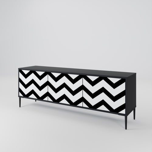 CLASSIC ZIG ZAG Mueble de TV de 3 Puertas en Acabado Negro