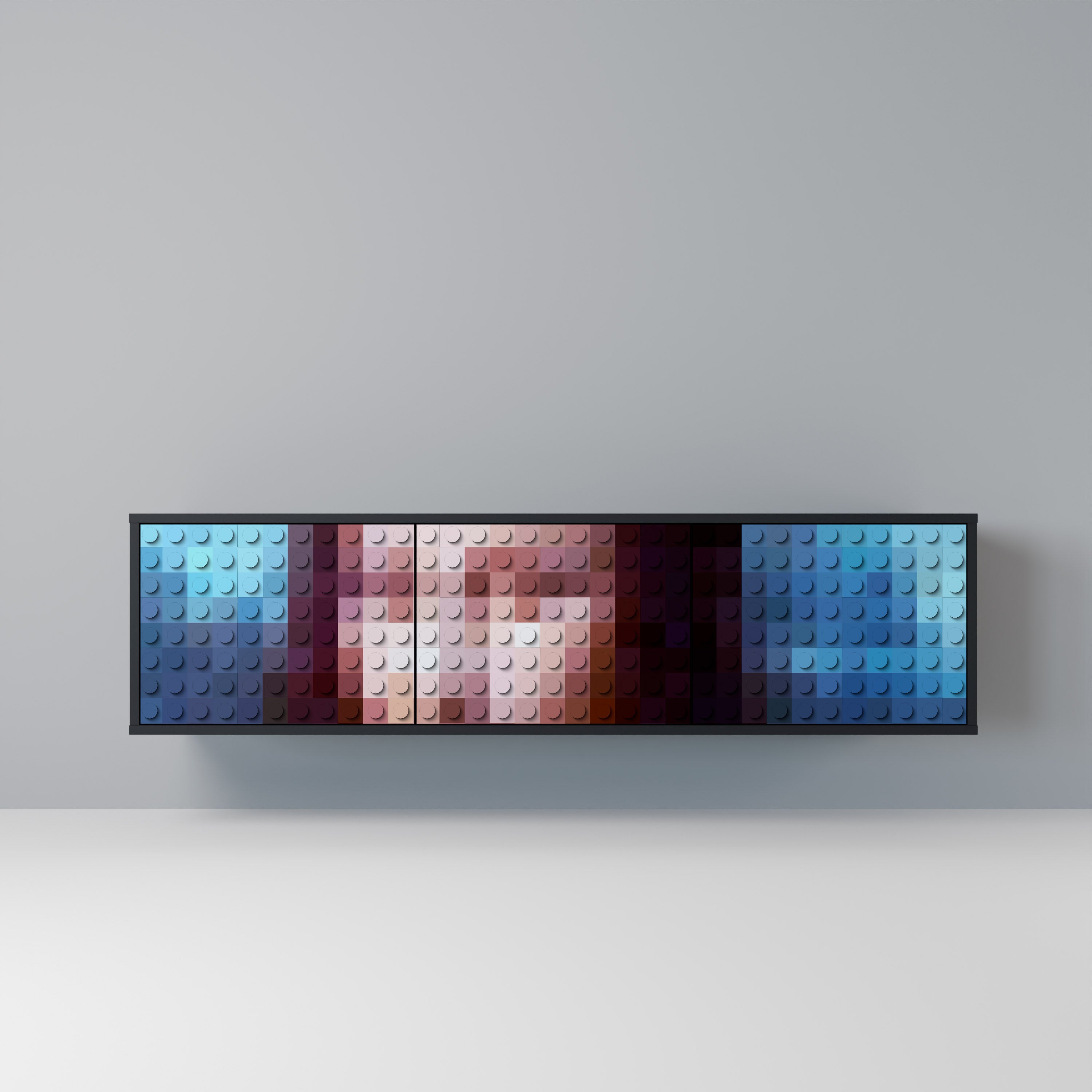 Mueble de TV de 3 puertas CONSTRUCTIVE ART en acabado negro