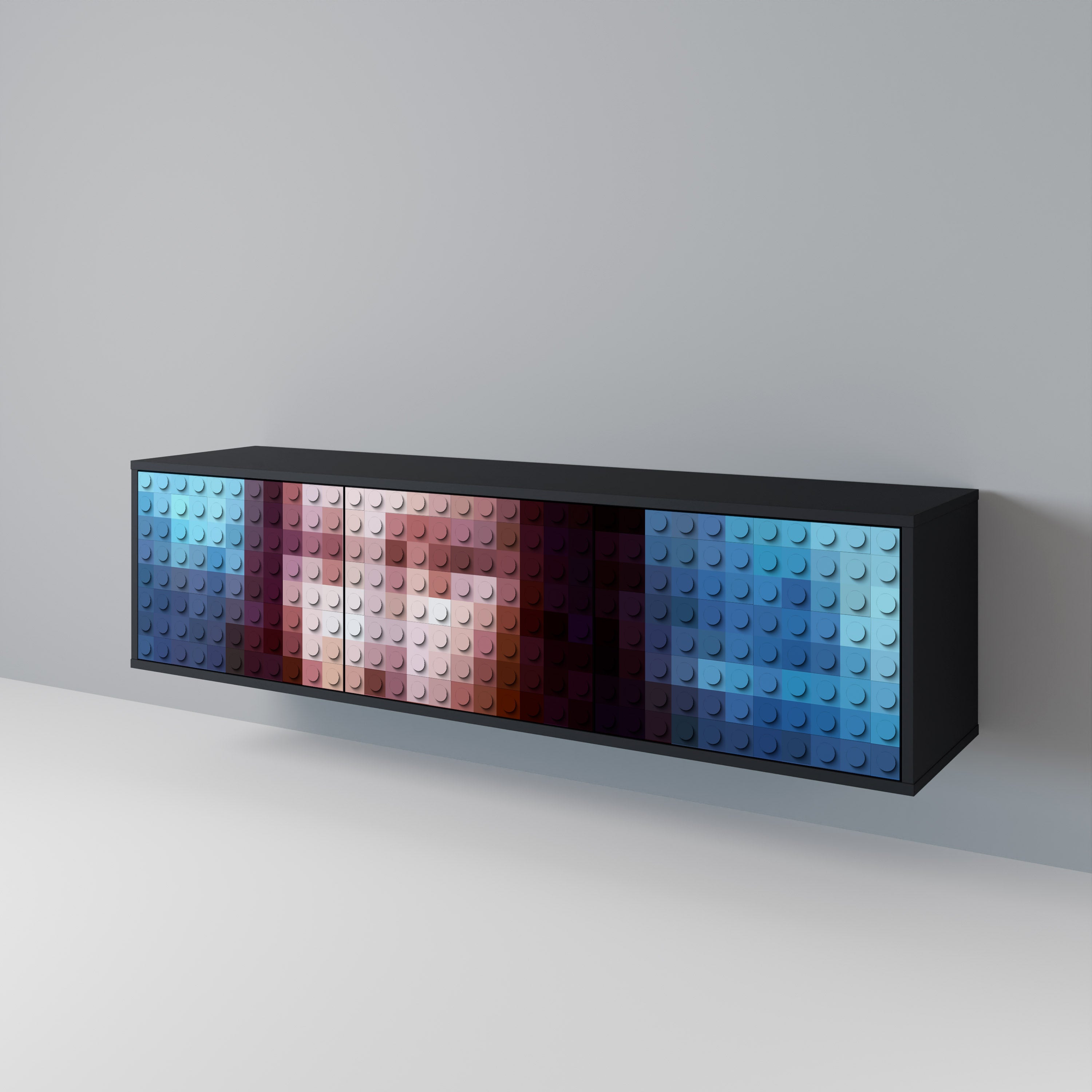 Mueble de TV de 3 puertas CONSTRUCTIVE ART en acabado negro