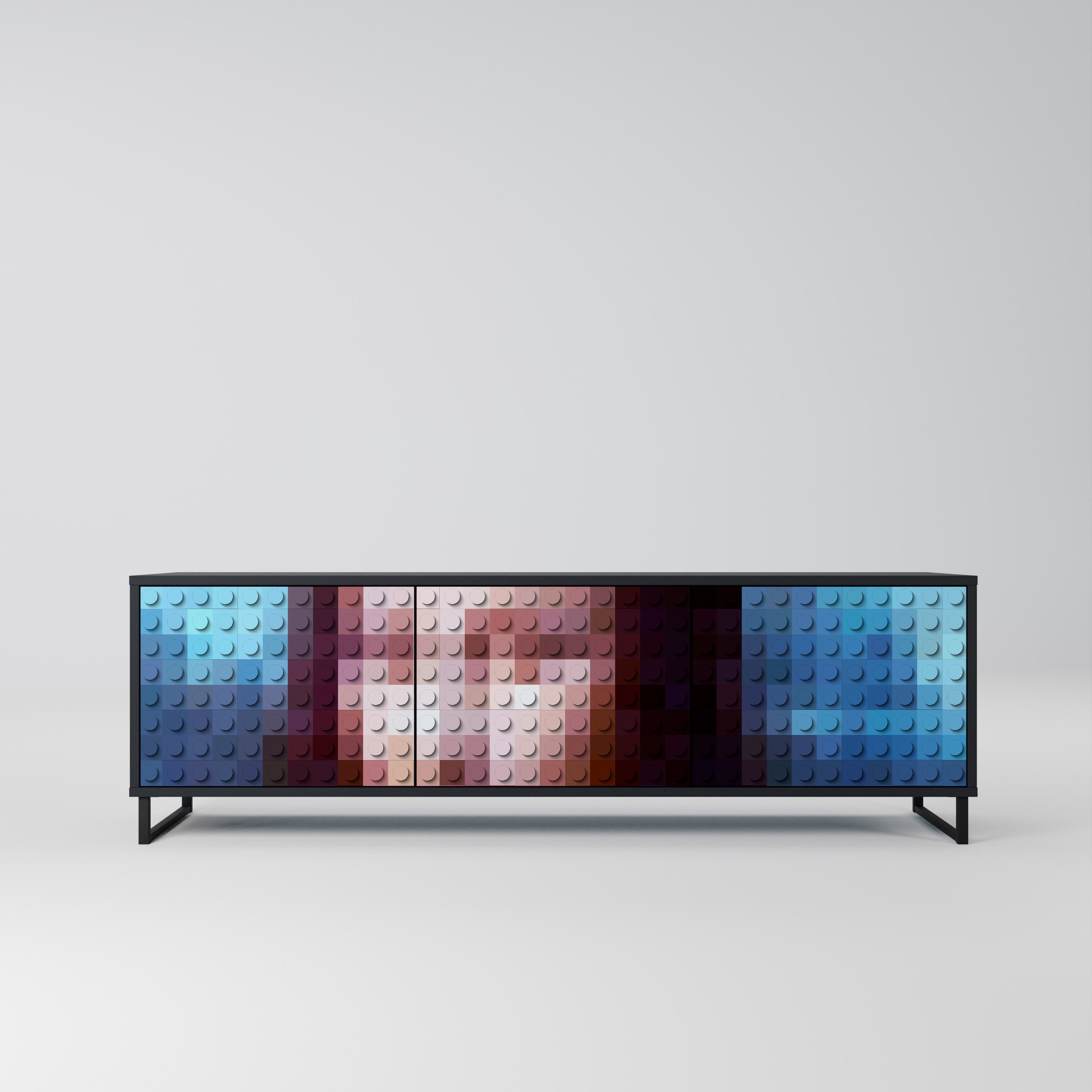 Mueble de TV de 3 puertas CONSTRUCTIVE ART en acabado negro