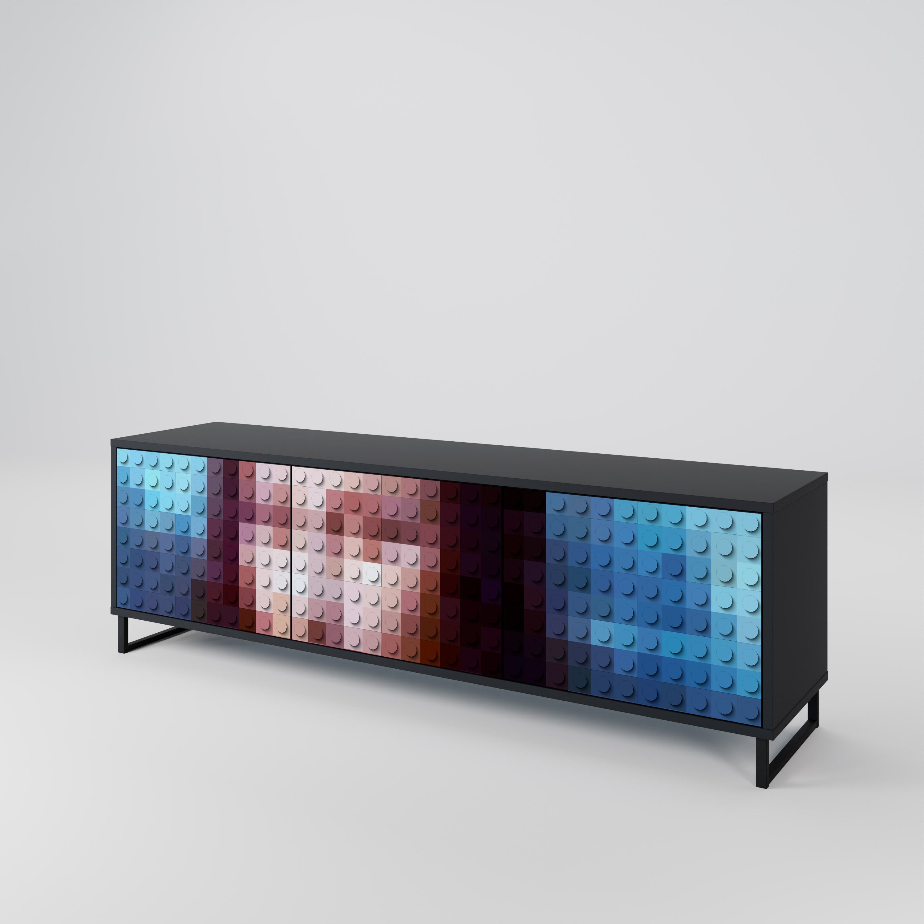 Mueble de TV de 3 puertas CONSTRUCTIVE ART en acabado negro