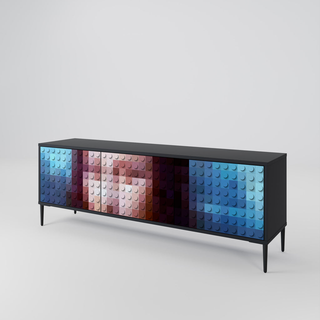 Mueble de TV de 3 puertas CONSTRUCTIVE ART en acabado negro