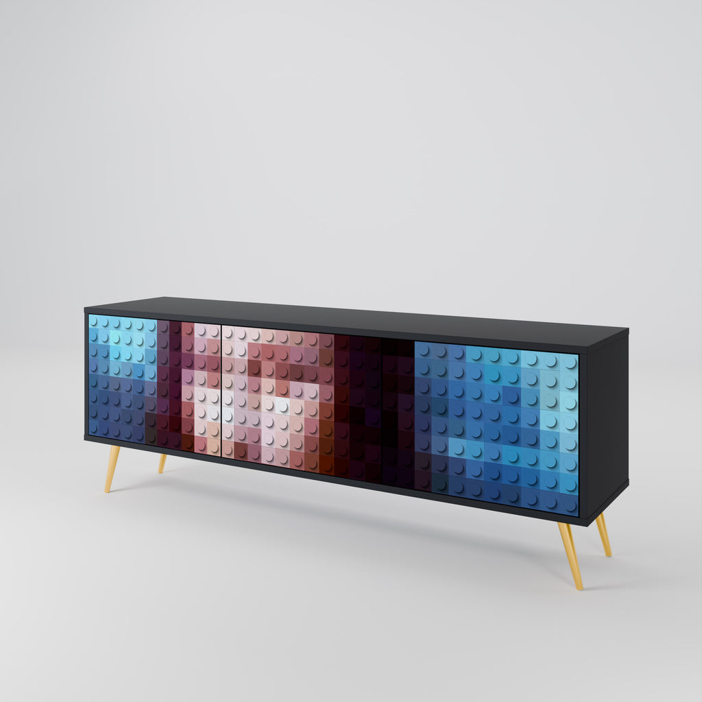 Mueble de TV de 3 puertas CONSTRUCTIVE ART en acabado negro