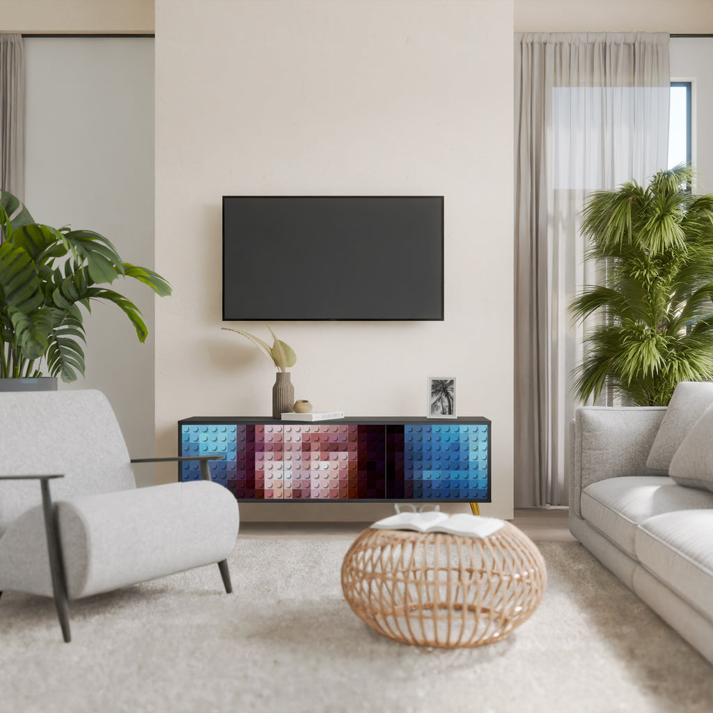 Mueble de TV de 3 puertas CONSTRUCTIVE ART en acabado negro