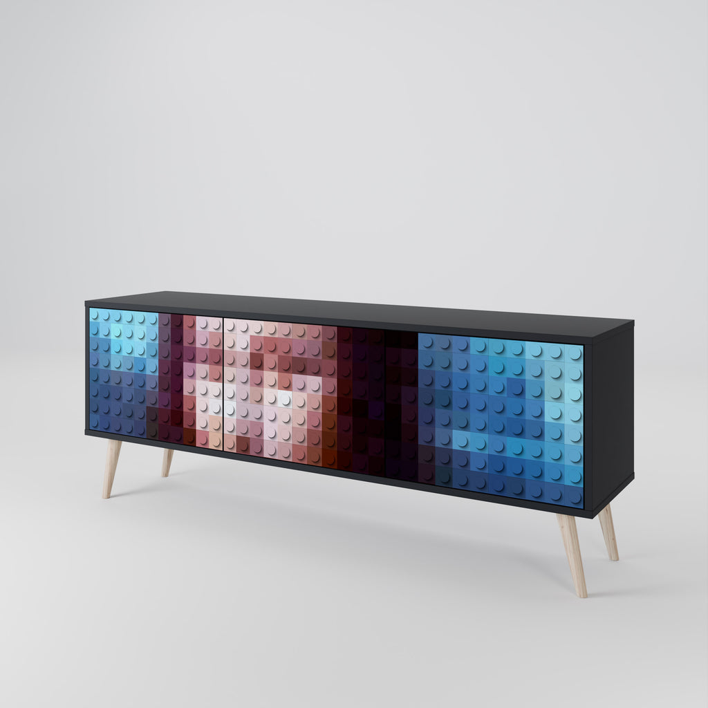 Mueble de TV de 3 puertas CONSTRUCTIVE ART en acabado negro