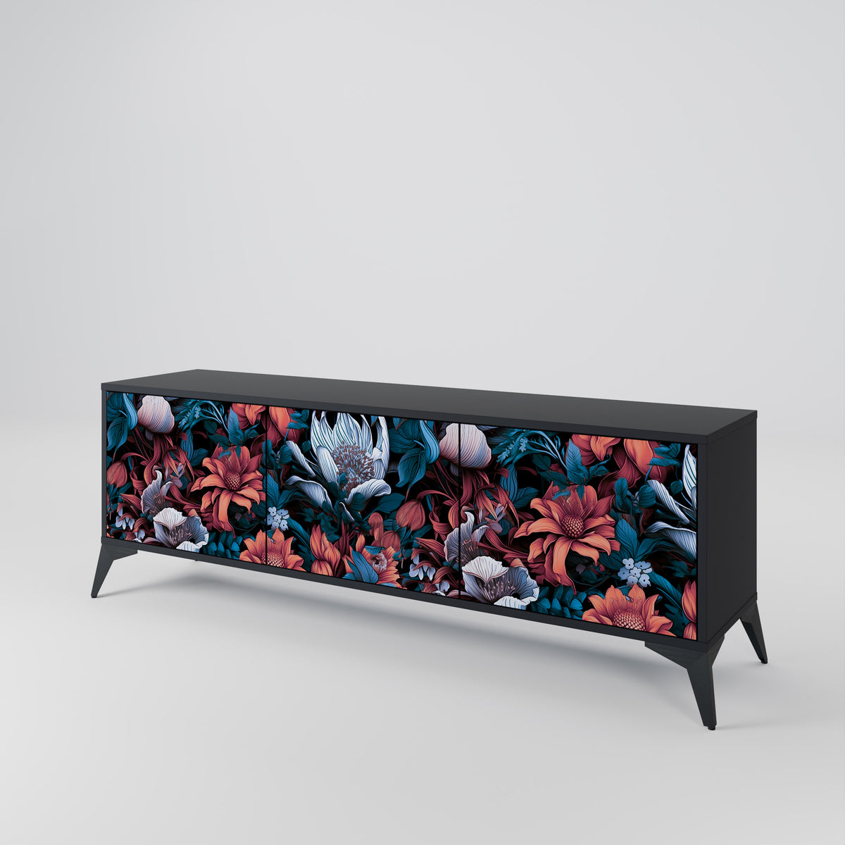 ETHEREAL BLOSSOMS Mueble de TV de 3 Puertas