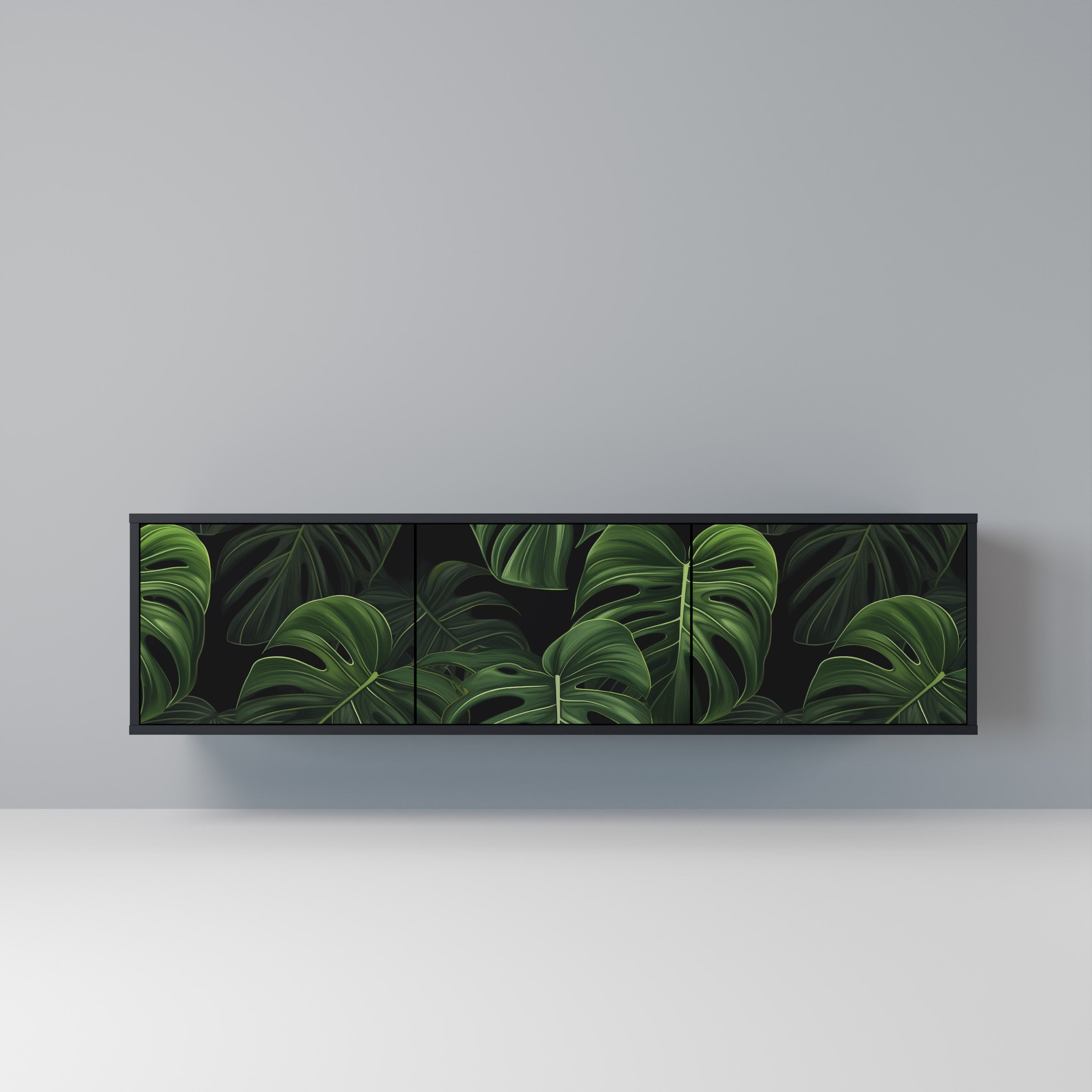 INFINITE MONSTERA 3-Door TV Stand in Black Finish