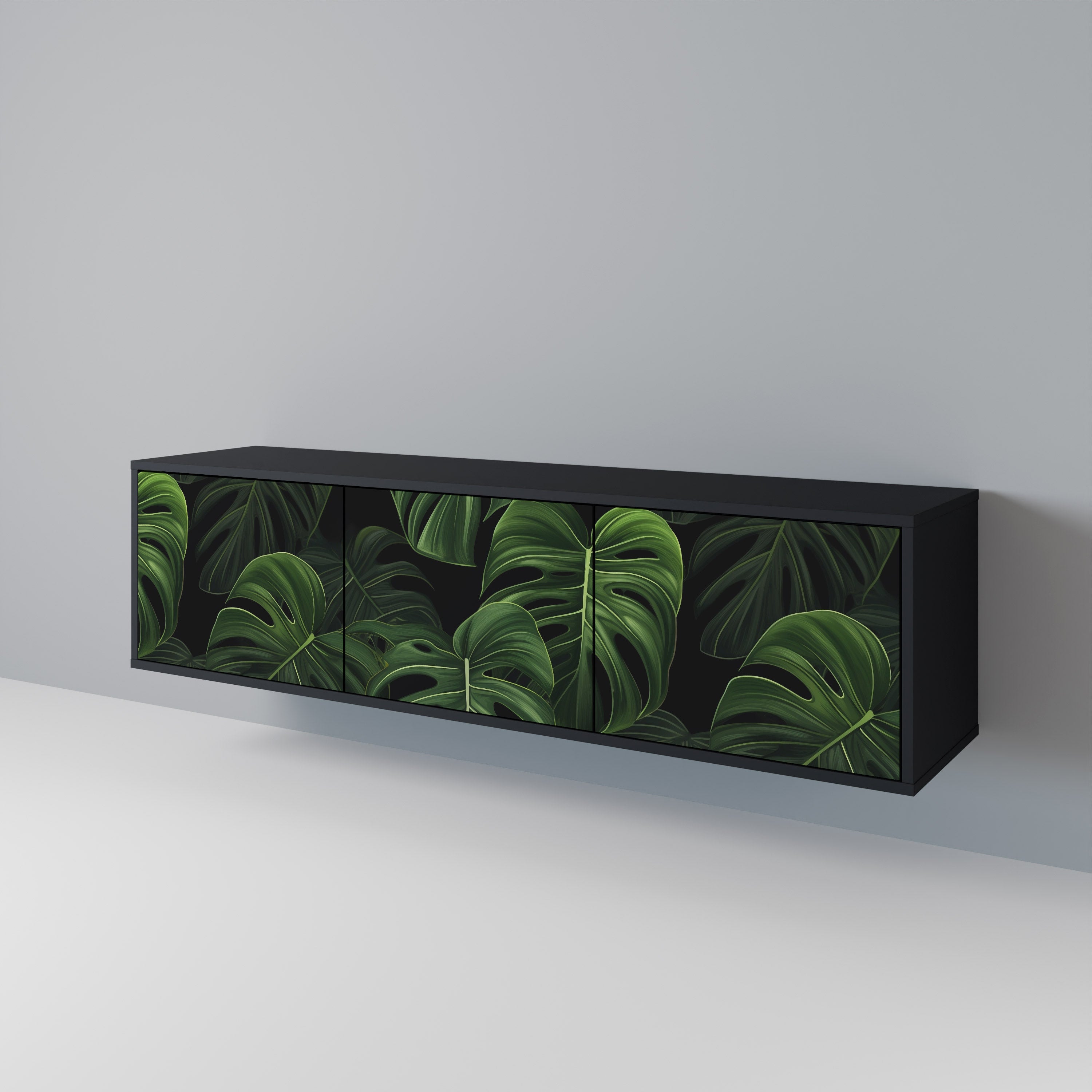 INFINITE MONSTERA 3-Door TV Stand in Black Finish
