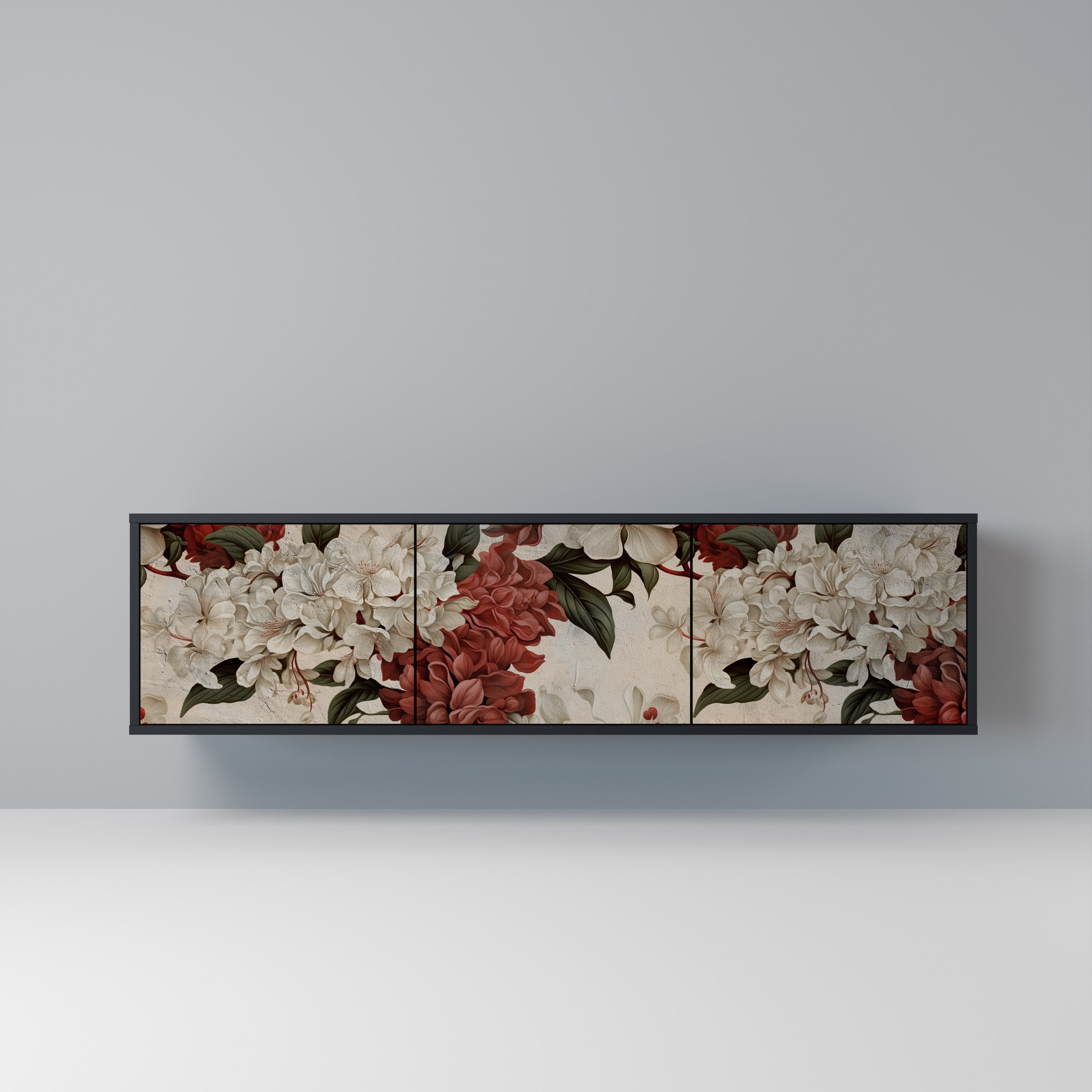 Mueble de TV de 3 puertas EPHEMERAL DAYS en acabado negro