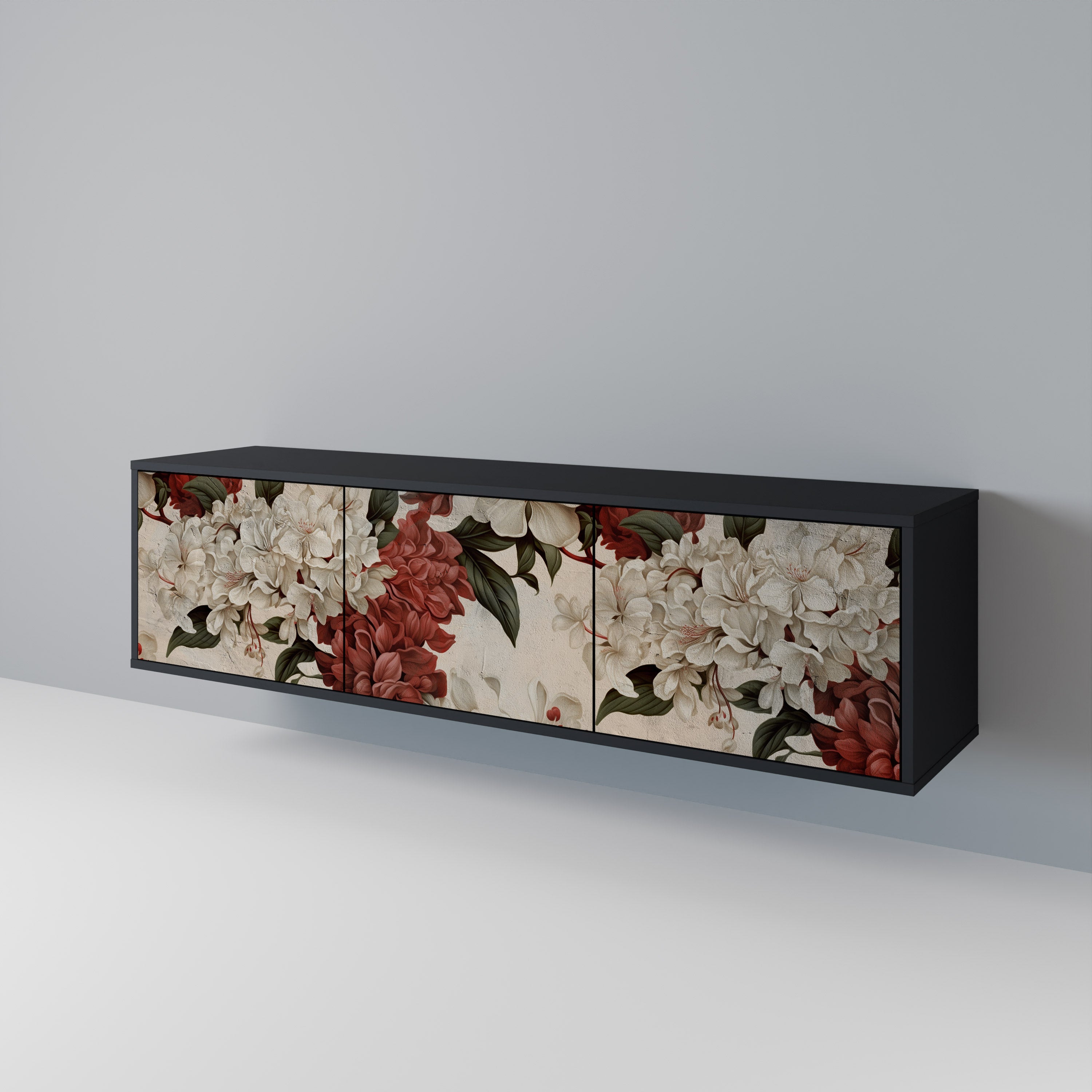 Mueble de TV de 3 puertas EPHEMERAL DAYS en acabado negro