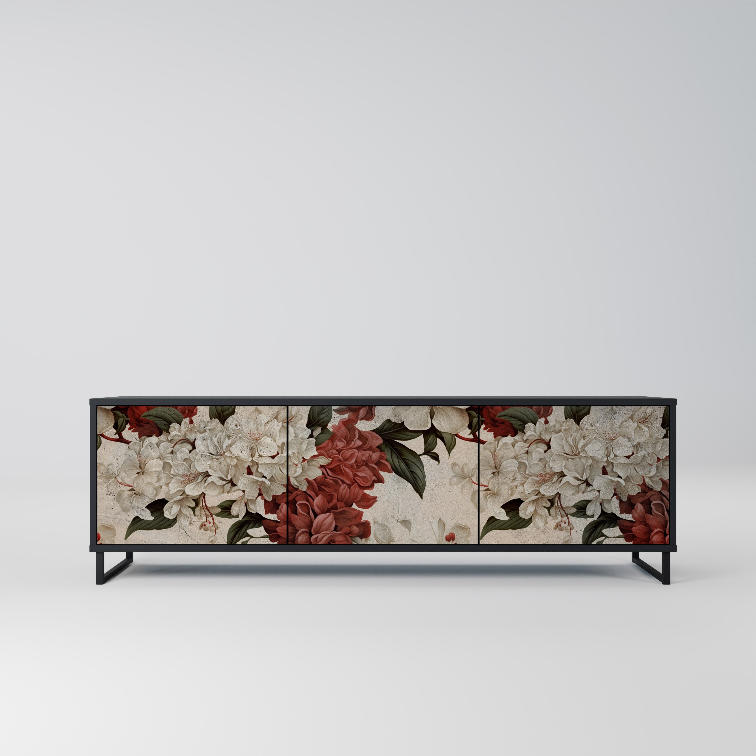 Mueble de TV de 3 puertas EPHEMERAL DAYS en acabado negro
