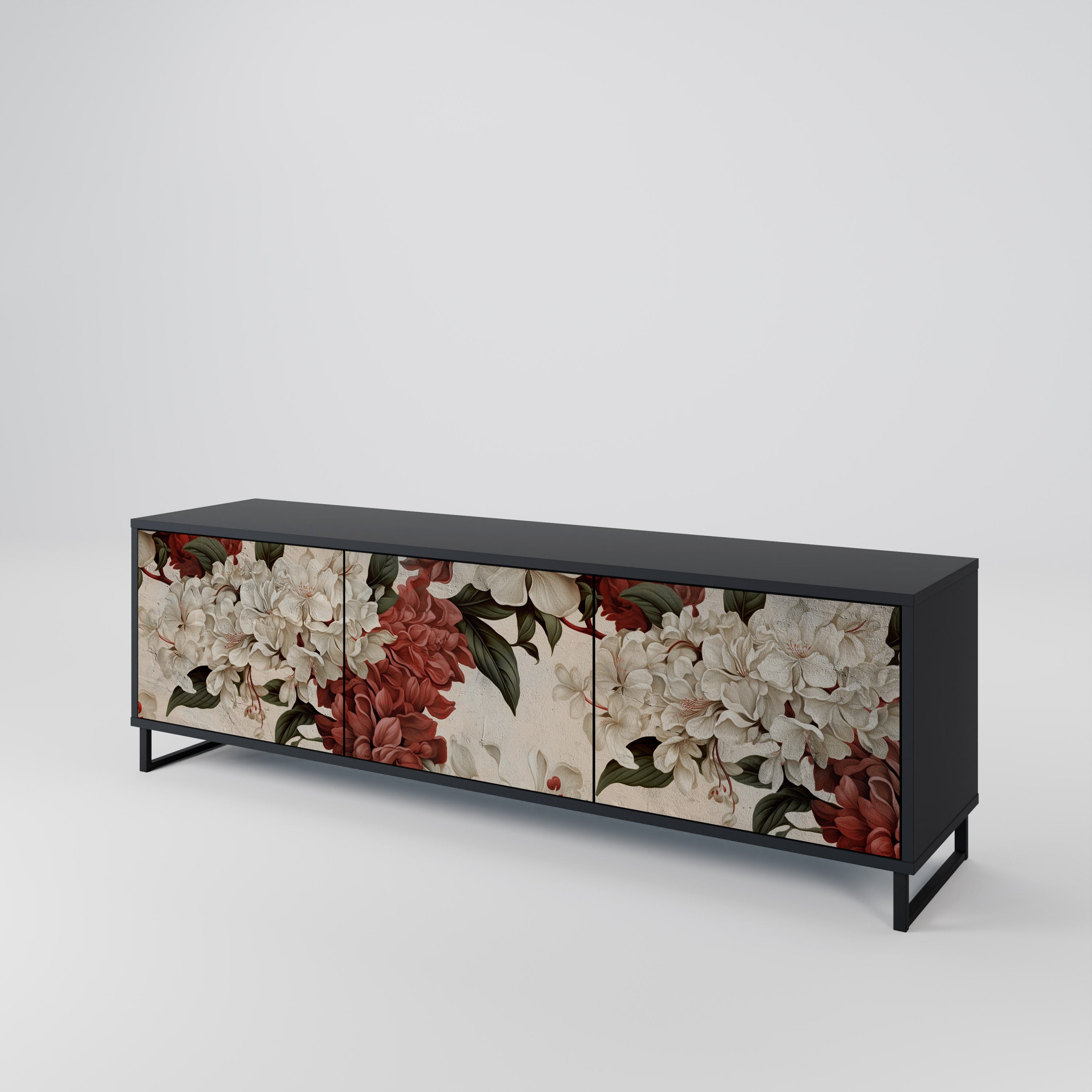 Mueble de TV de 3 puertas EPHEMERAL DAYS en acabado negro