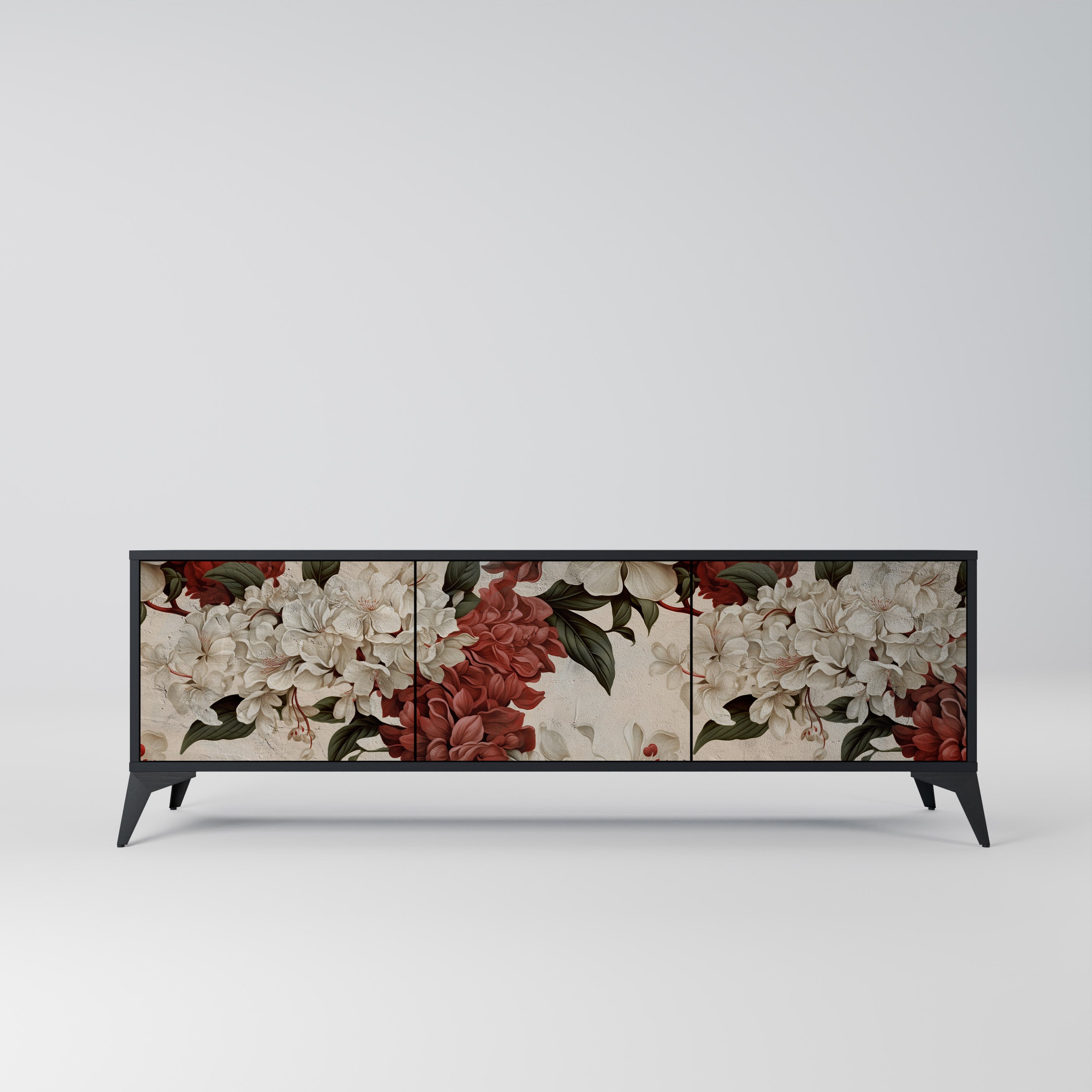 Mueble de TV de 3 puertas EPHEMERAL DAYS en acabado negro
