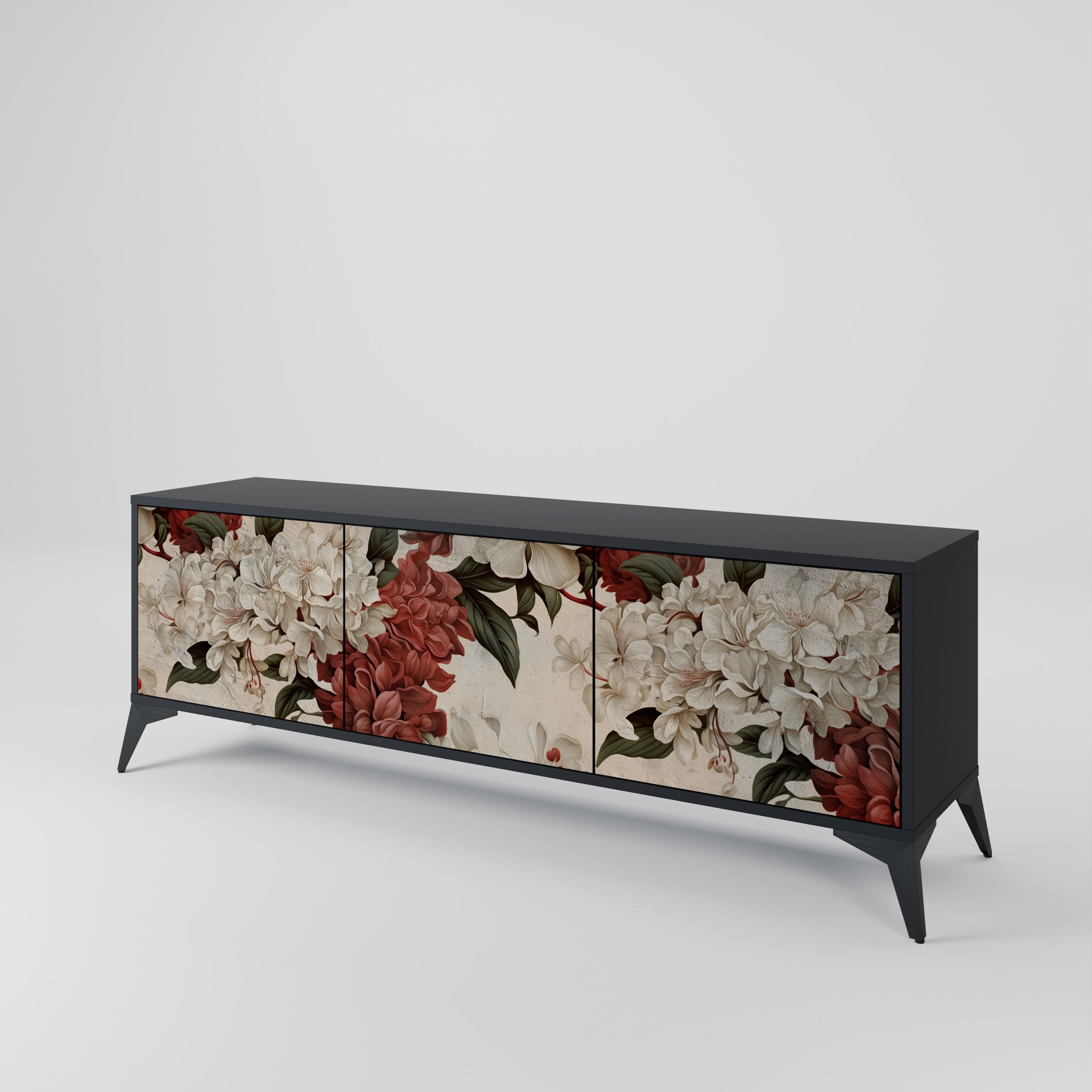 Mueble de TV de 3 puertas EPHEMERAL DAYS en acabado negro