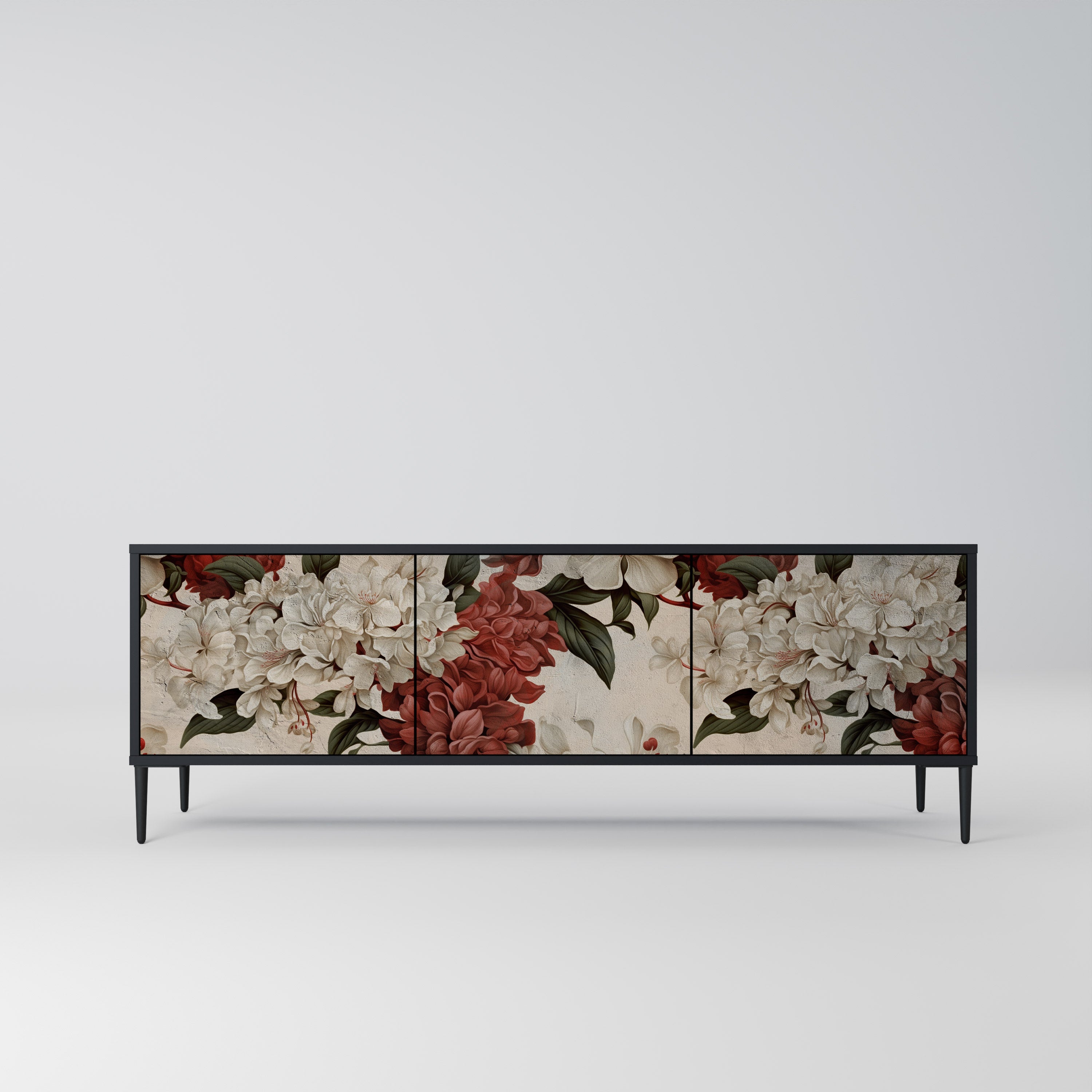 Mueble de TV de 3 puertas EPHEMERAL DAYS en acabado negro